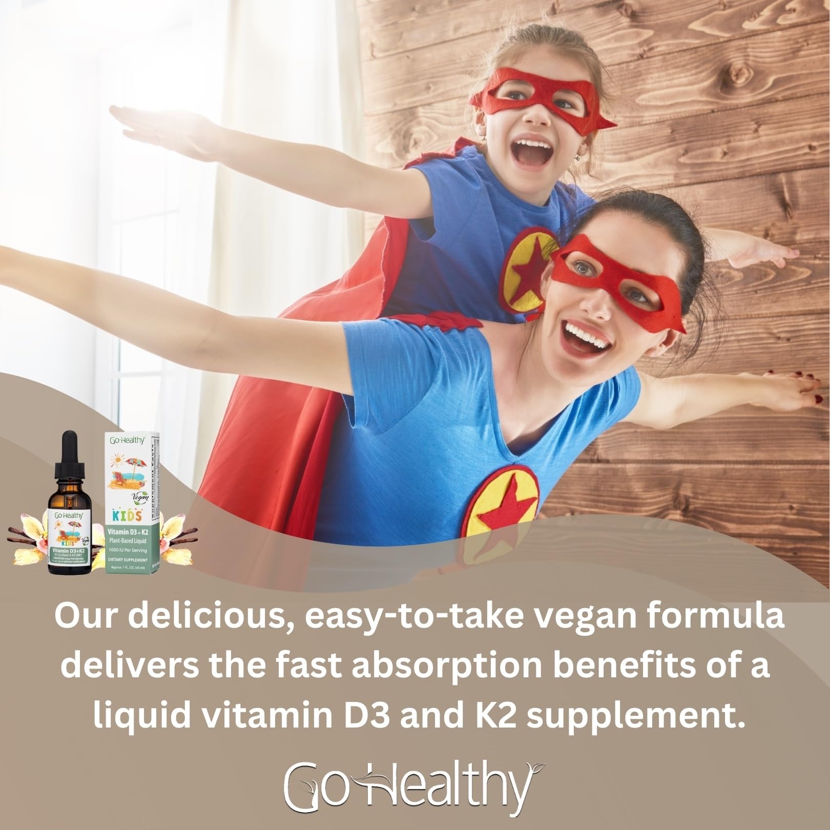 Go Healthy Natural 30-porciones-ninos-d3-k2: porciones diarias para rutina saludable
