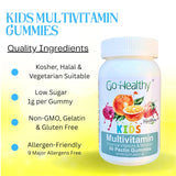 Gomitas frutales Go Healthy Natural para niños, sabor agradable y aporte diario de vitaminas.