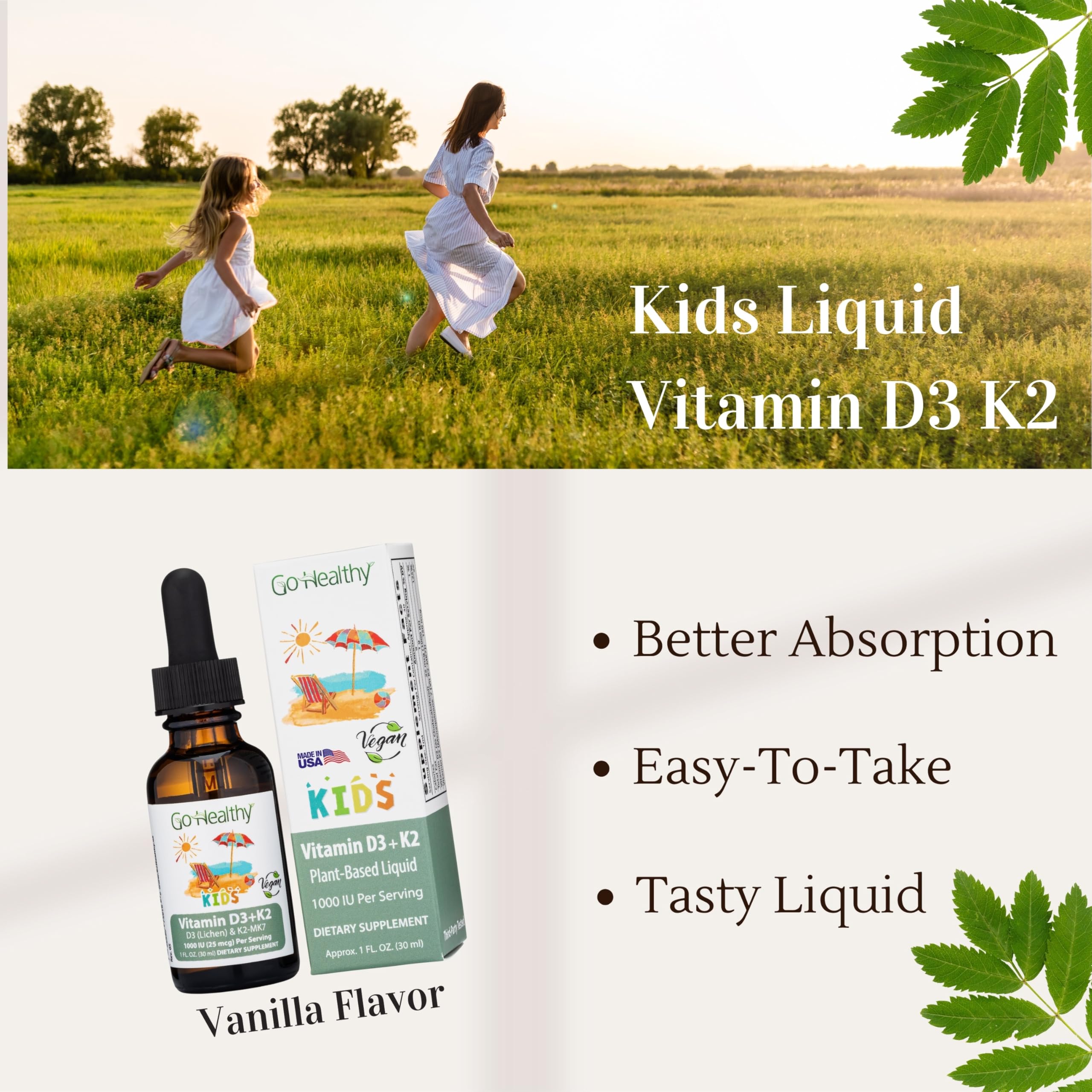 Go Healthy Natural ninos-d3-k2-absorcion-rapida: absorción rápida de nutrientes