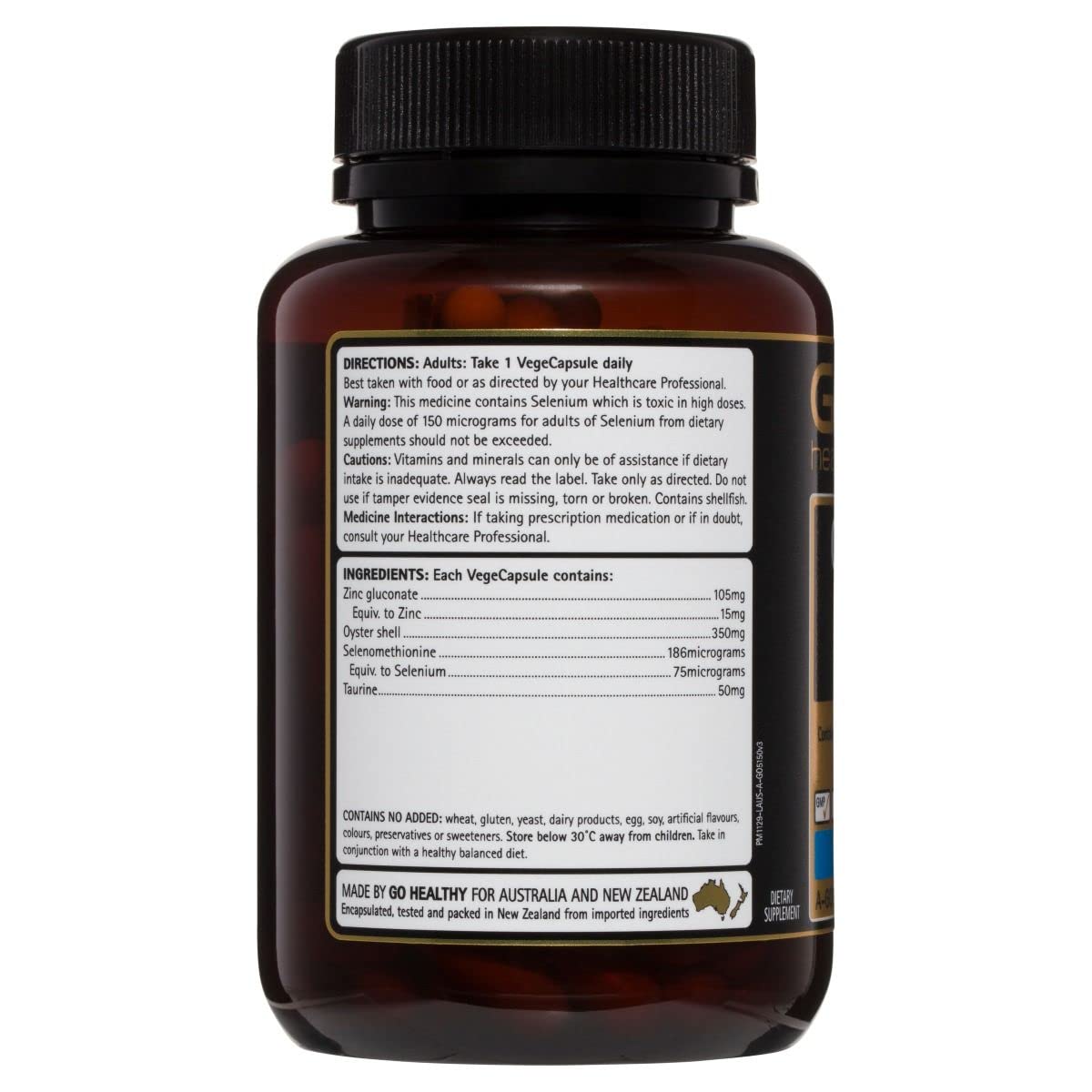 GO Healthy Oyster Plus Zinc en cápsulas; ideal para toma diaria.