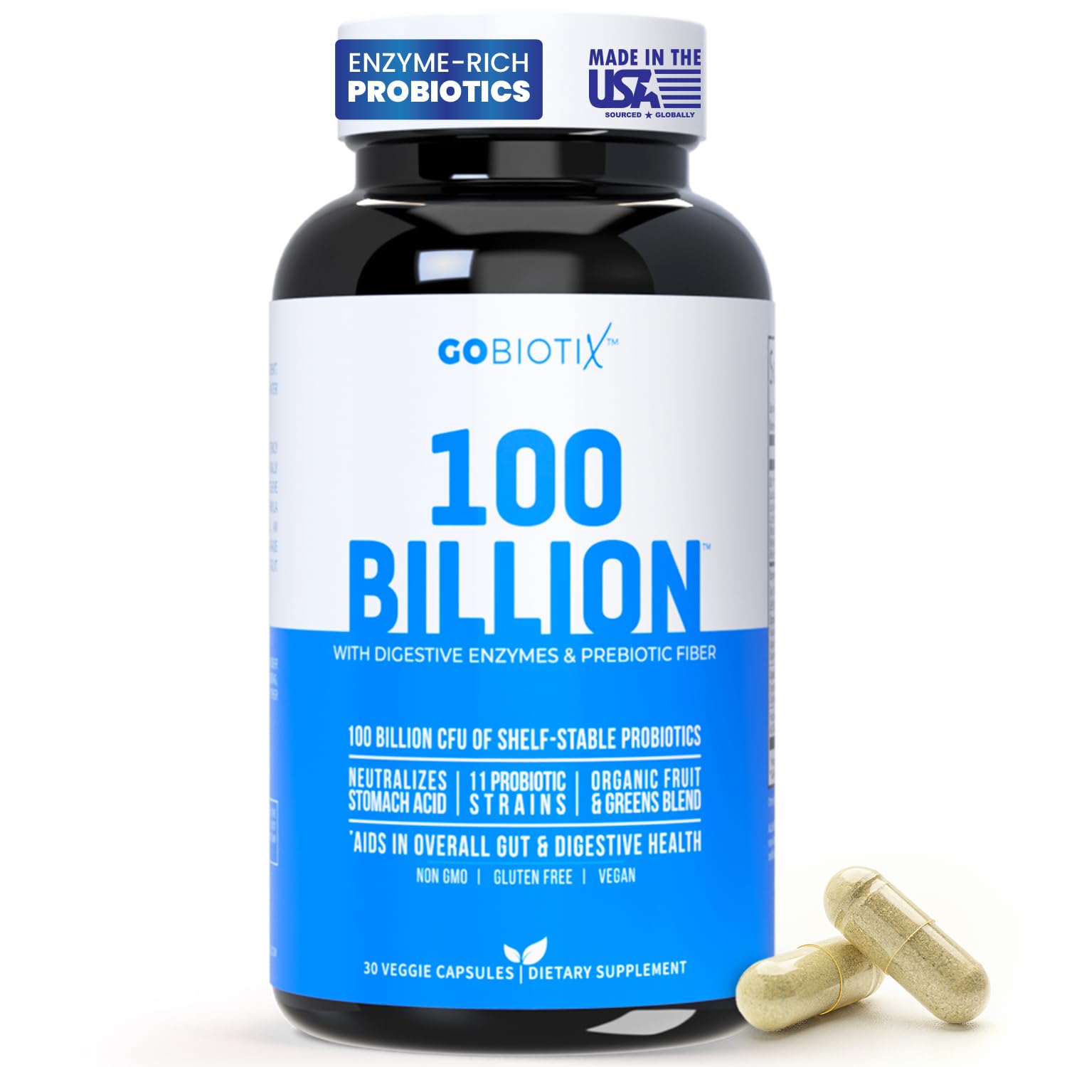 GOBIOTIX cápsulas de 100 mil millones para soporte digestivo diario