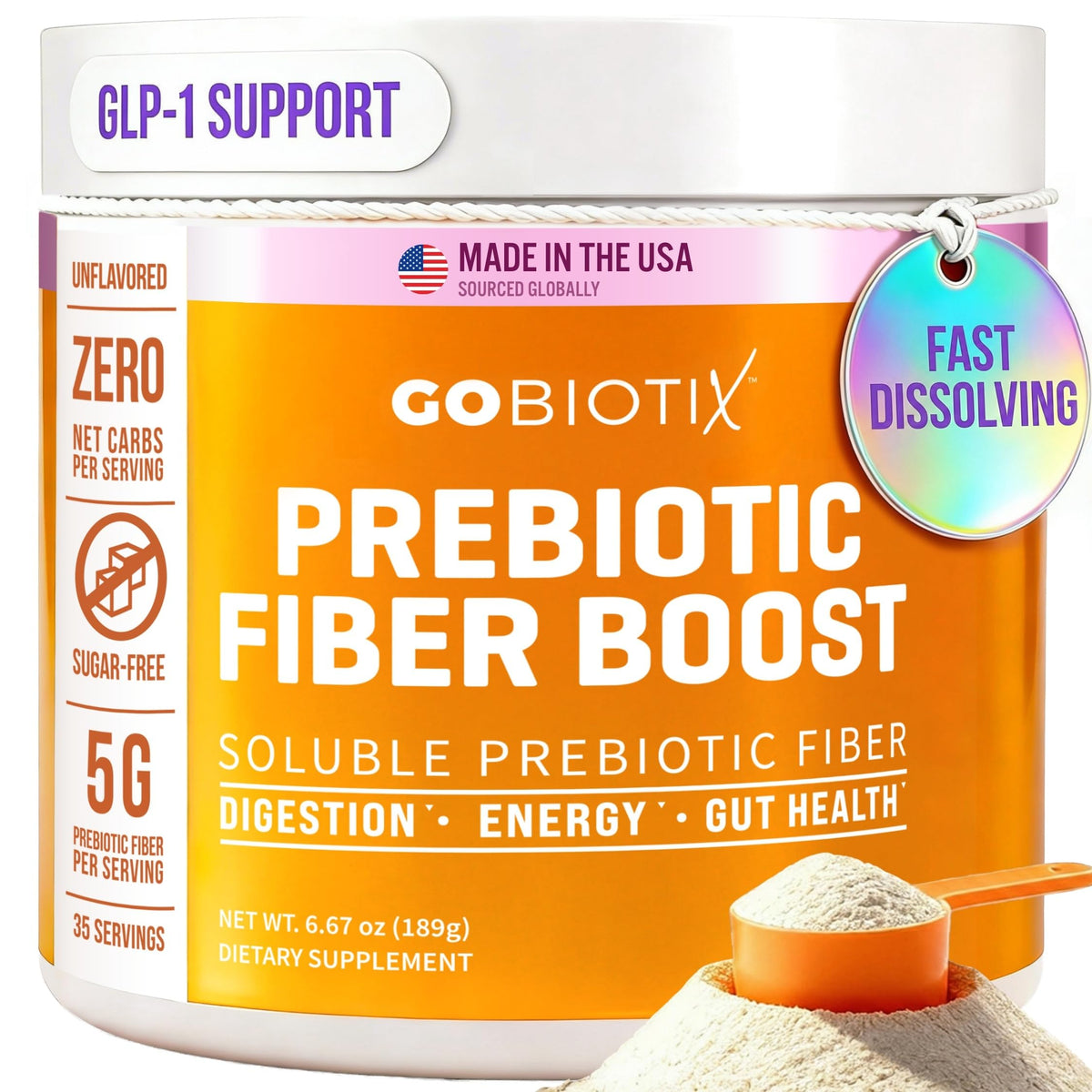 GOBIOTIX fibra prebiótica en polvo para apoyo digestivo diario