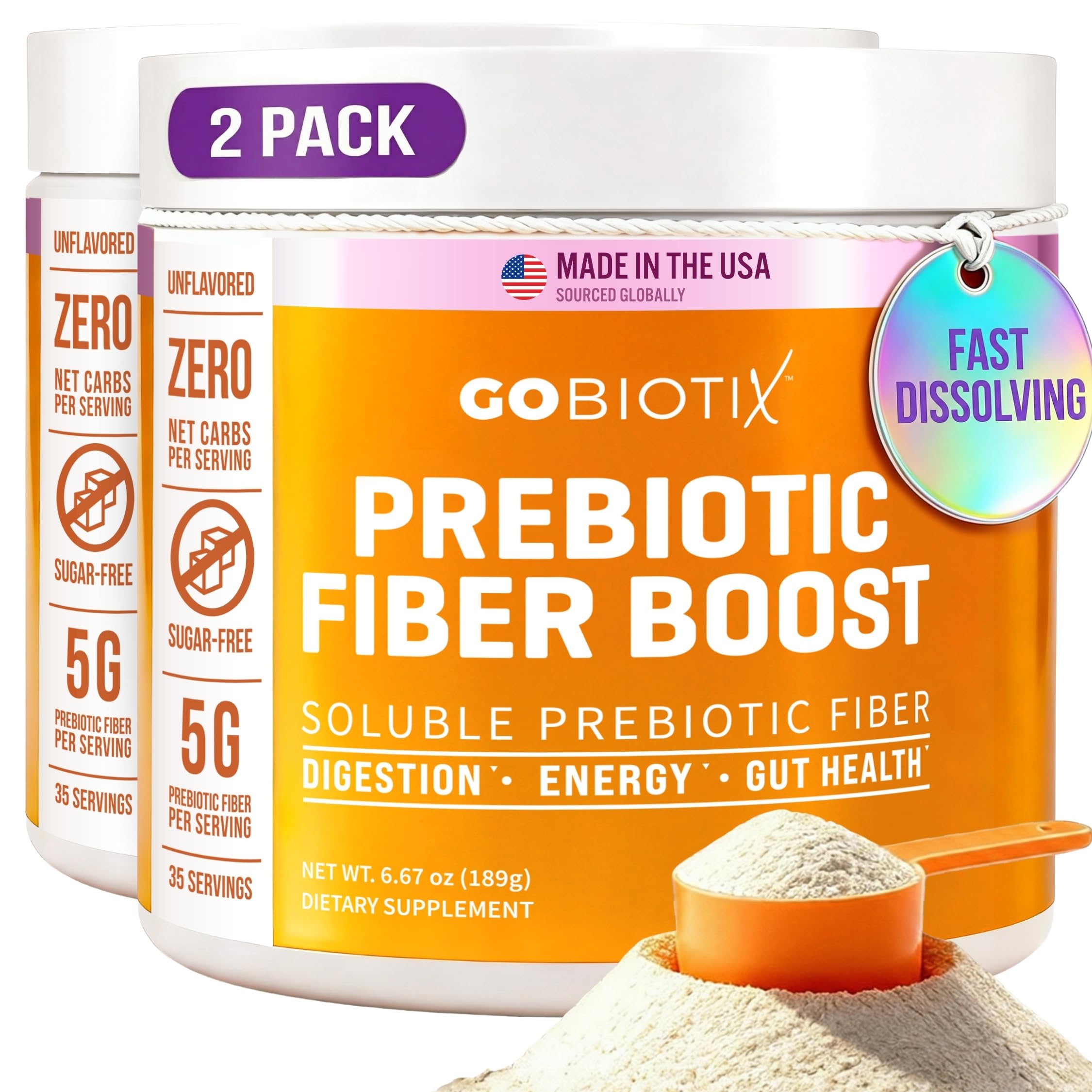 GoBiotix fibra suplemento polvo empaque: fibra vegetal para uso diario sin sabor