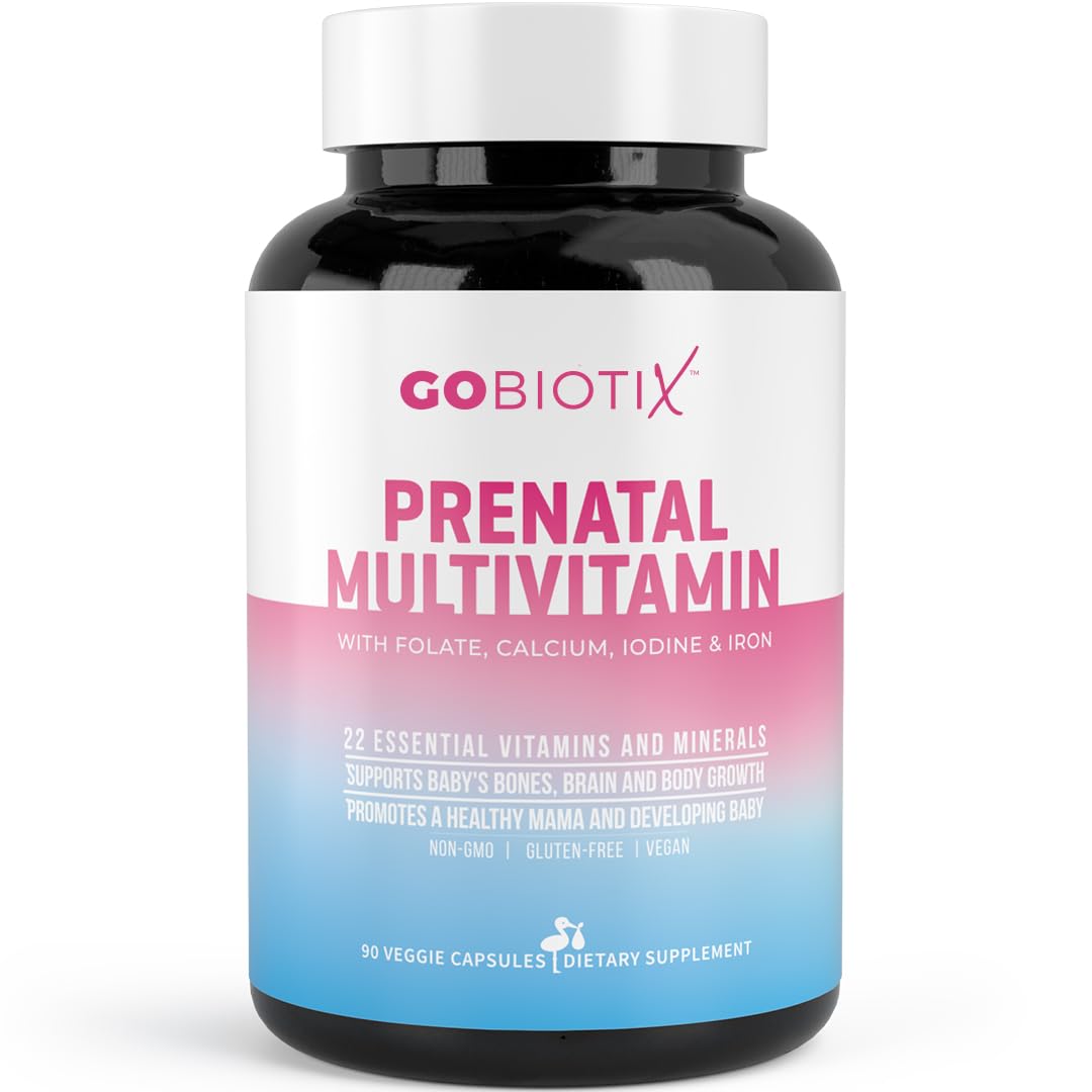 GOBIOTIX Prenatal: cápsulas visibles dentro de la botella para una nutrición diaria durante el embarazo