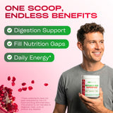 GOBIOTIX Super Greens: mezcla de frutas y verduras para nutrición diaria.