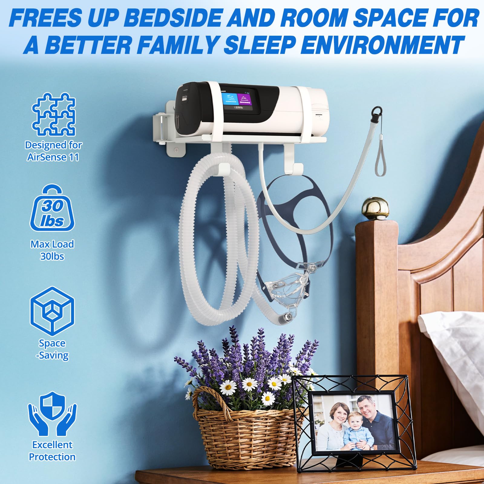 Godboat CPAP tubo con giro de 180°, evita tensiones.