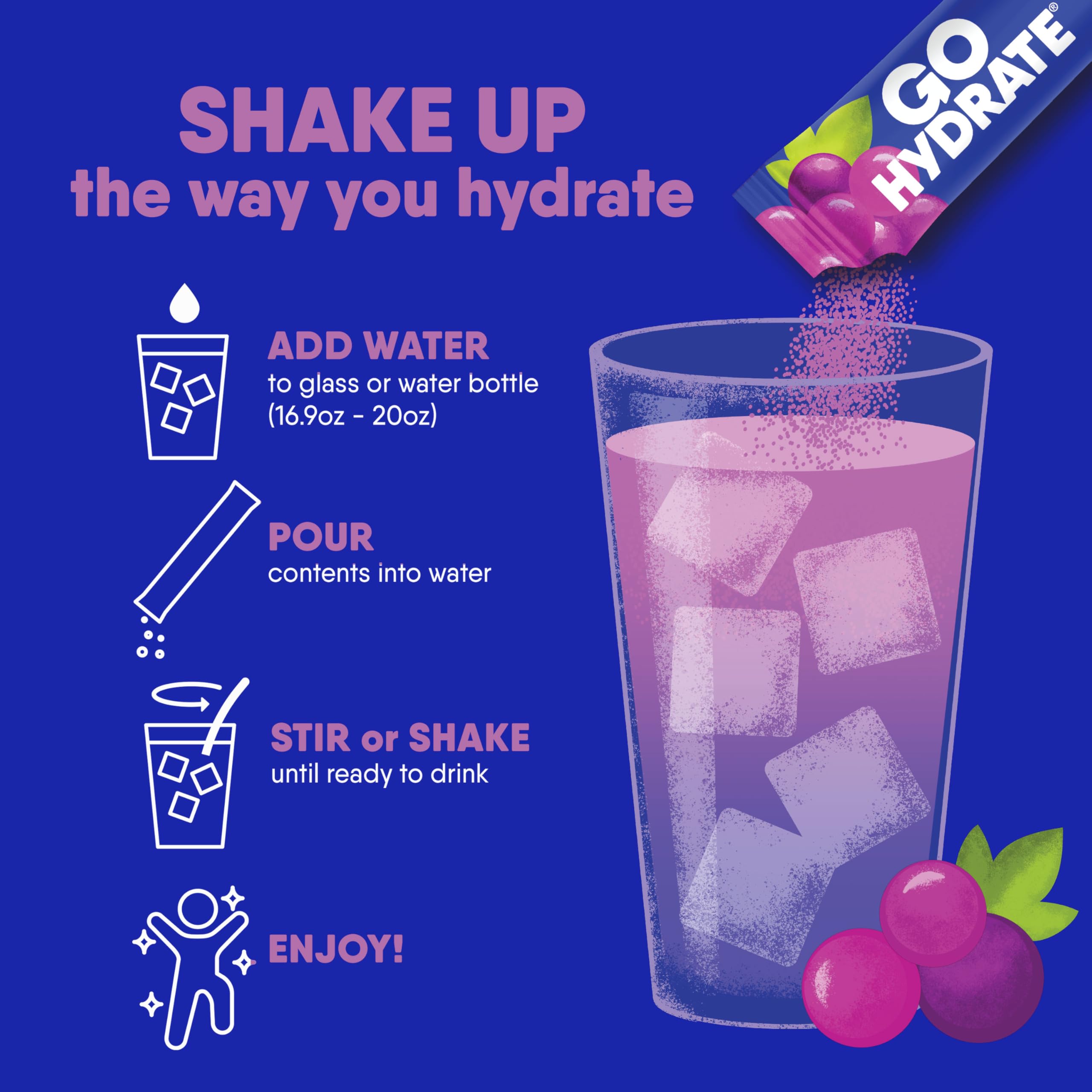 GoHydrate 30 porciones para viaje diario, fácilmente transportable.