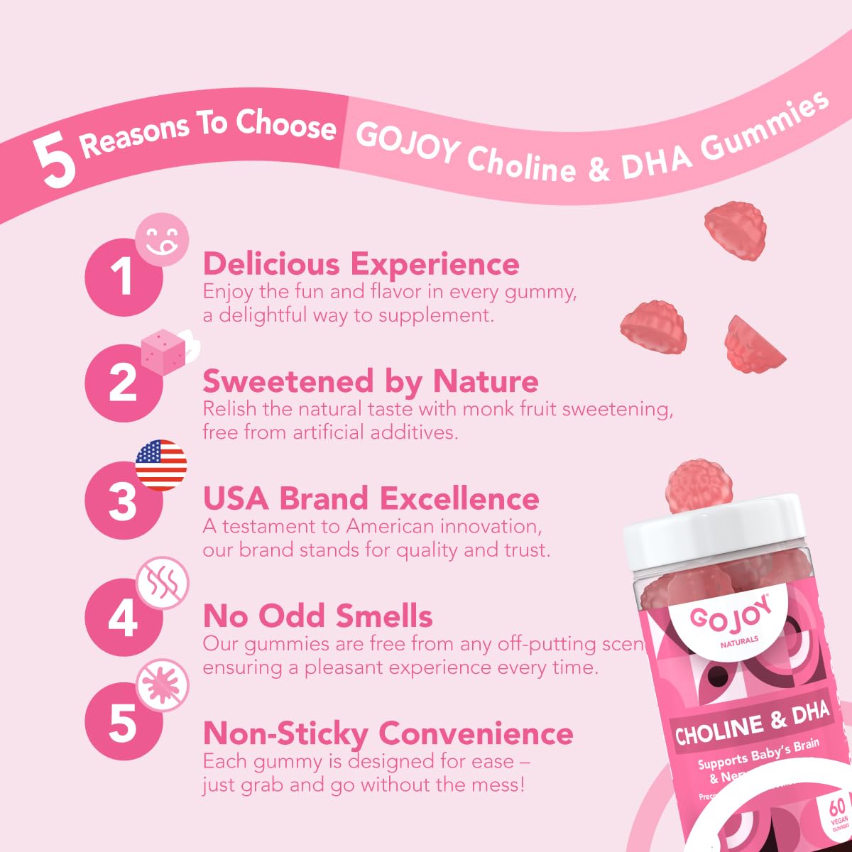 GOJOY NATURALS gomitas prenatales en primer plano con textura suave