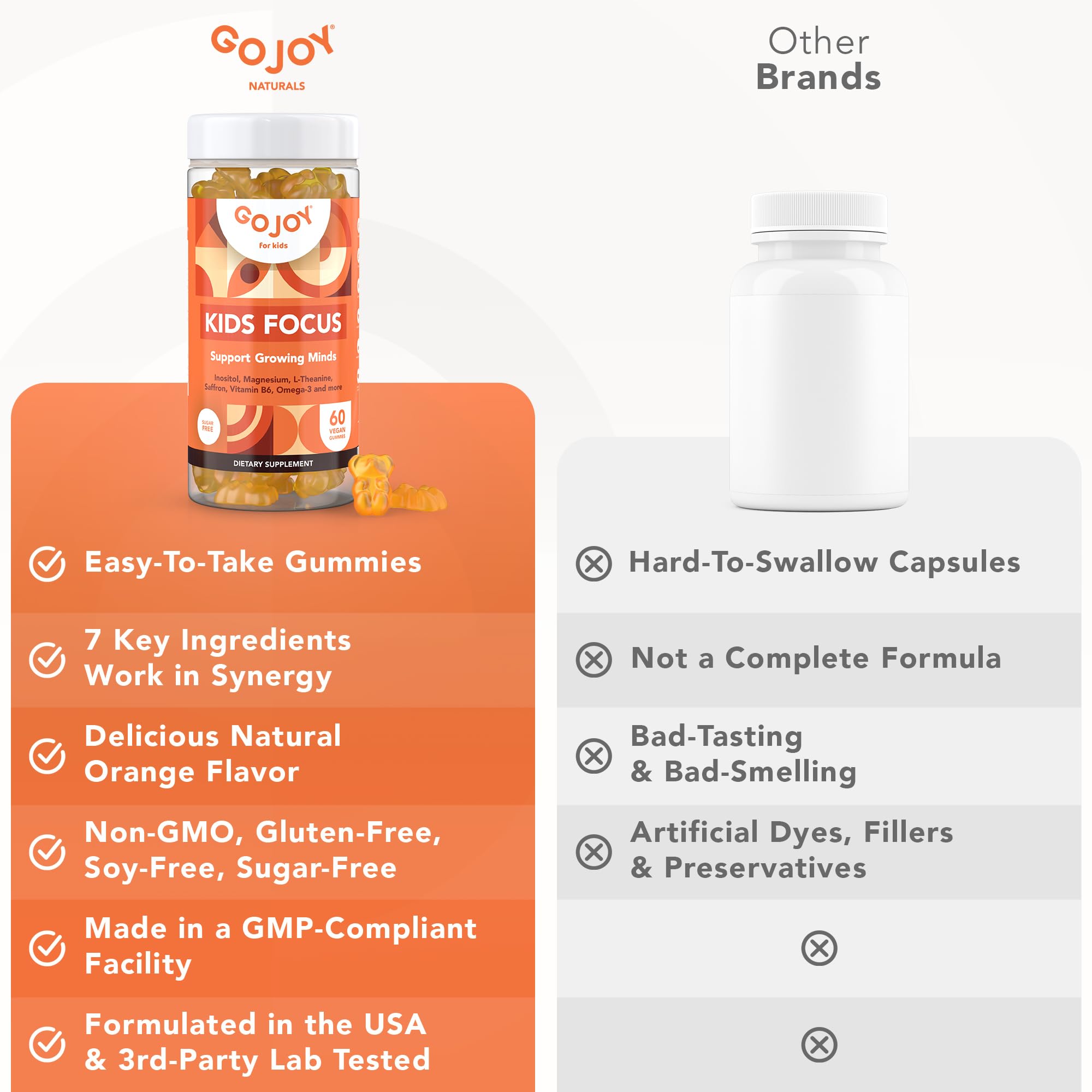 GOJOY Naturals gomitas sin azúcar para un sabor agradable.