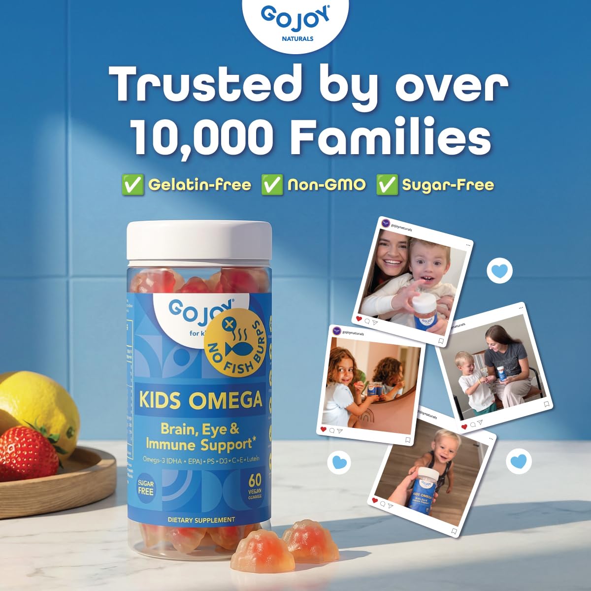 GOJOY NATURALS para niños, primer plano de gomitas con textura suave.