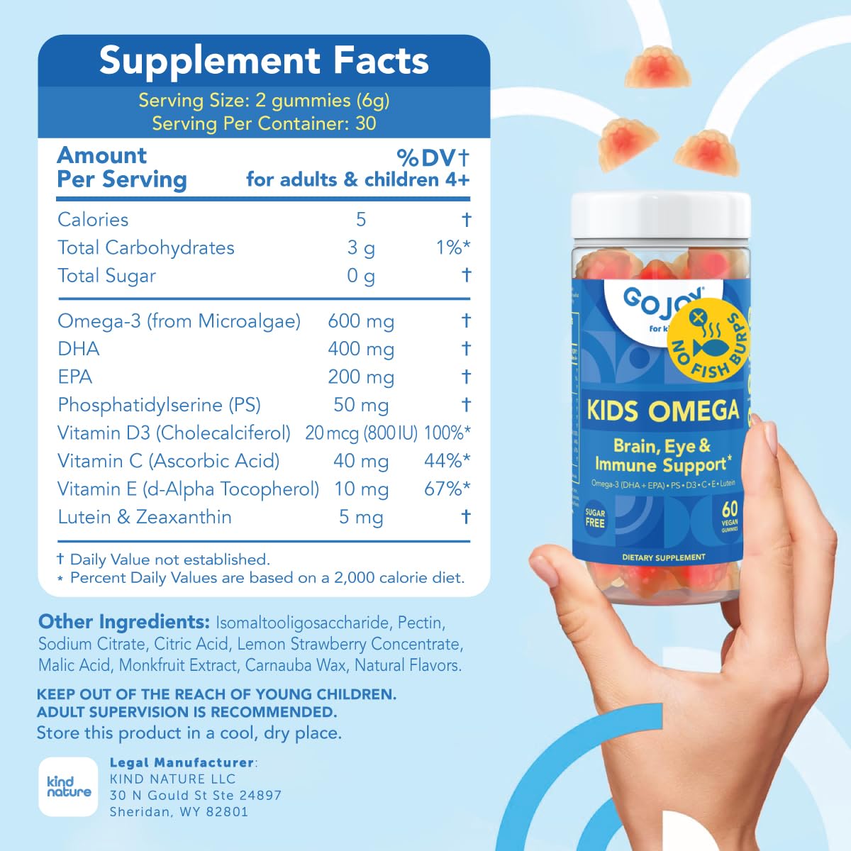 GOJOY NATURALS para niños, foco en salud ocular con luteína.