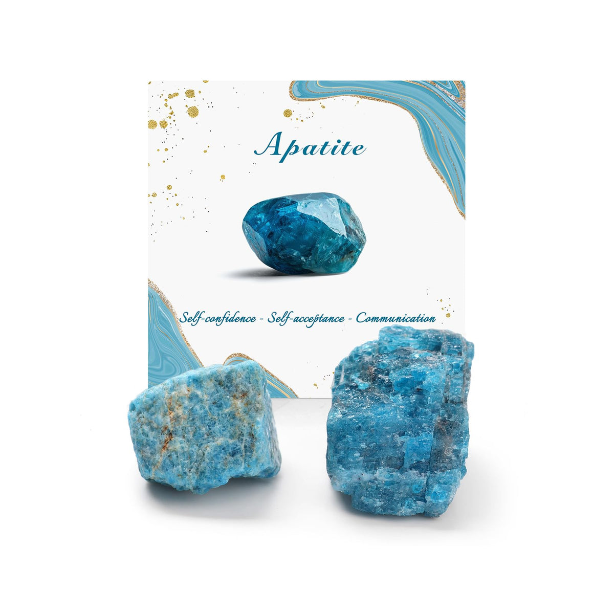 GolbalJew Apatita: cristales naturales en bruto con tonos marinos para meditar.