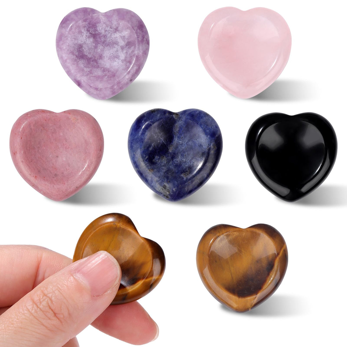 GolbalJew piedra corazón cuarzo rosa para relajación emocional y alivio del estrés.