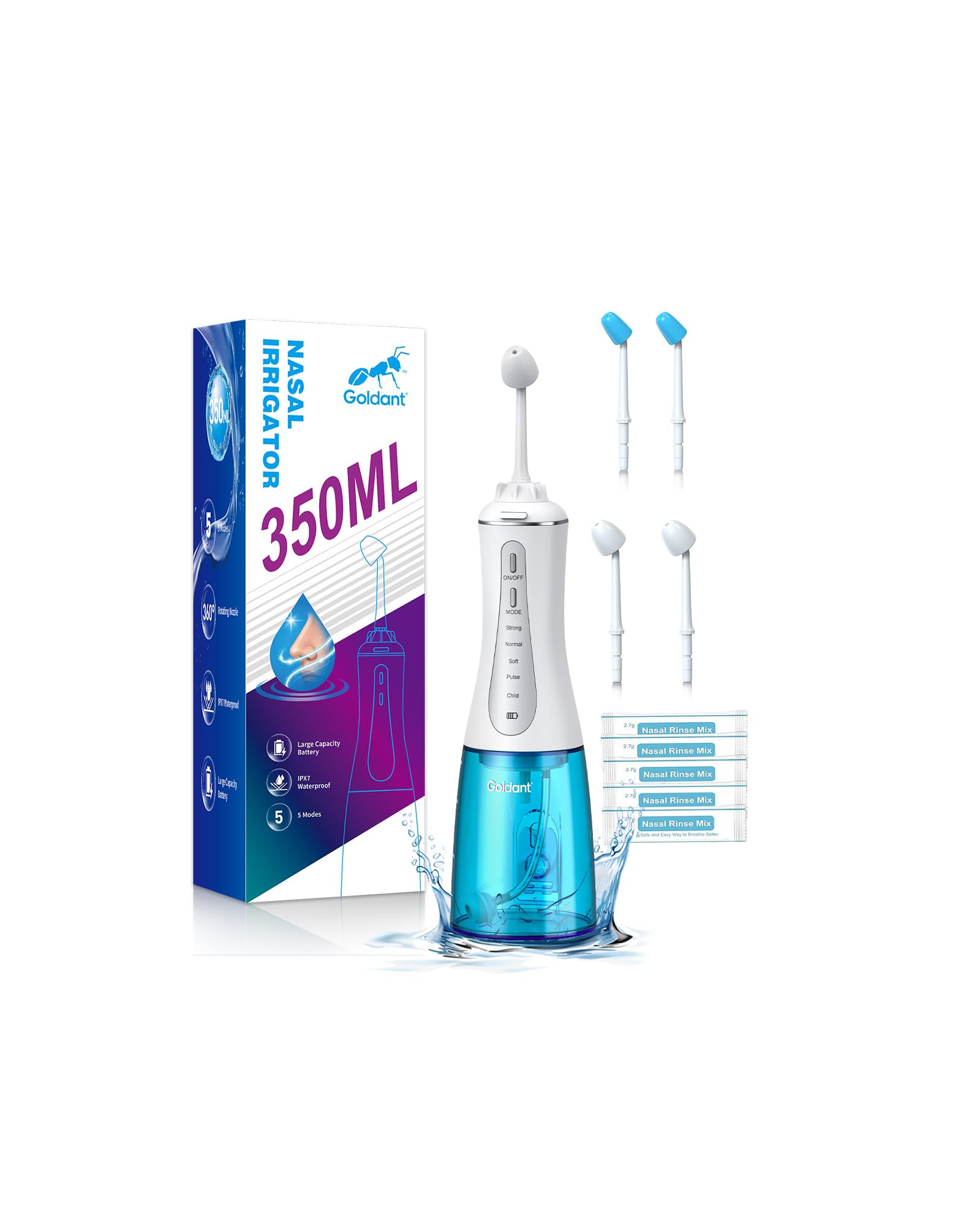 GOLDANT limpiador nasal con tanque de 350 ml para sesiones completas
