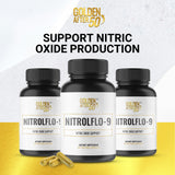 Etiqueta frontal de NitrolFlo-9 destacando sus ingredientes.