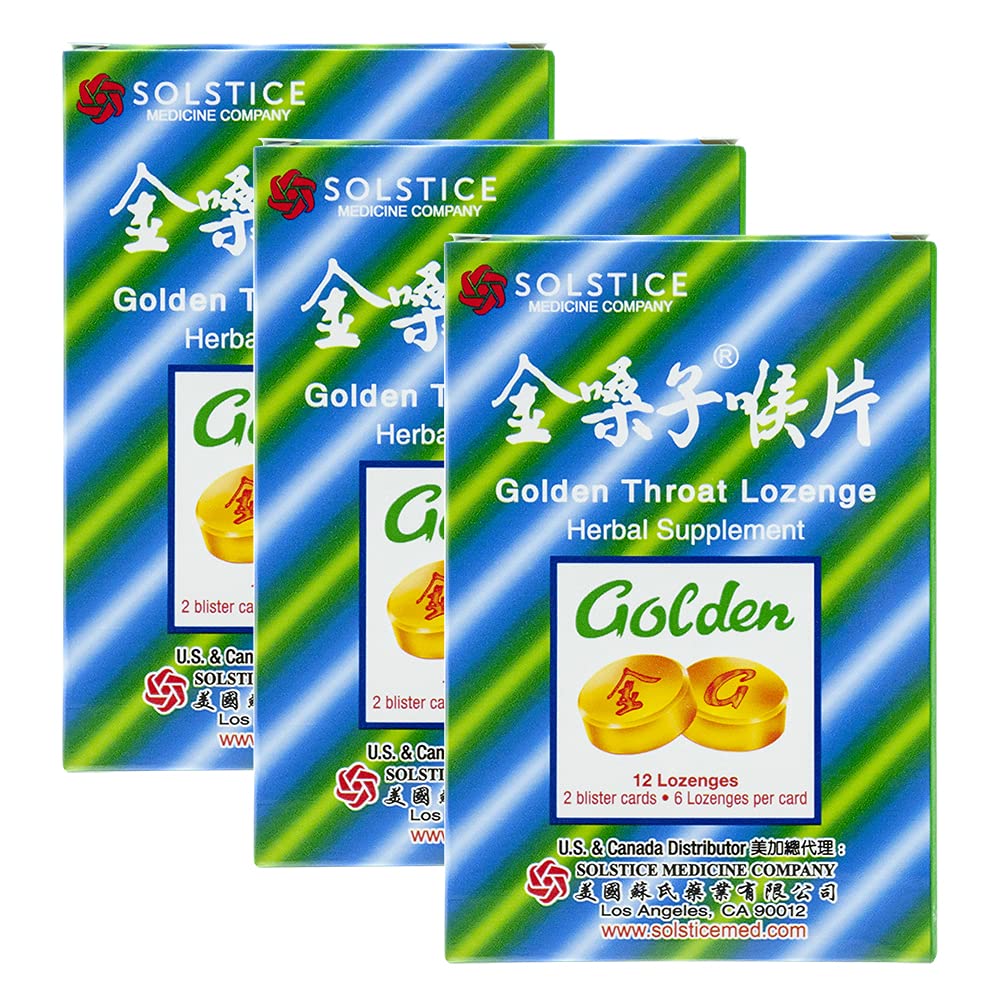 Golden Throat pastillas caramelizadas en empaque de tres paquetes, ideal para llevar en la bolsa