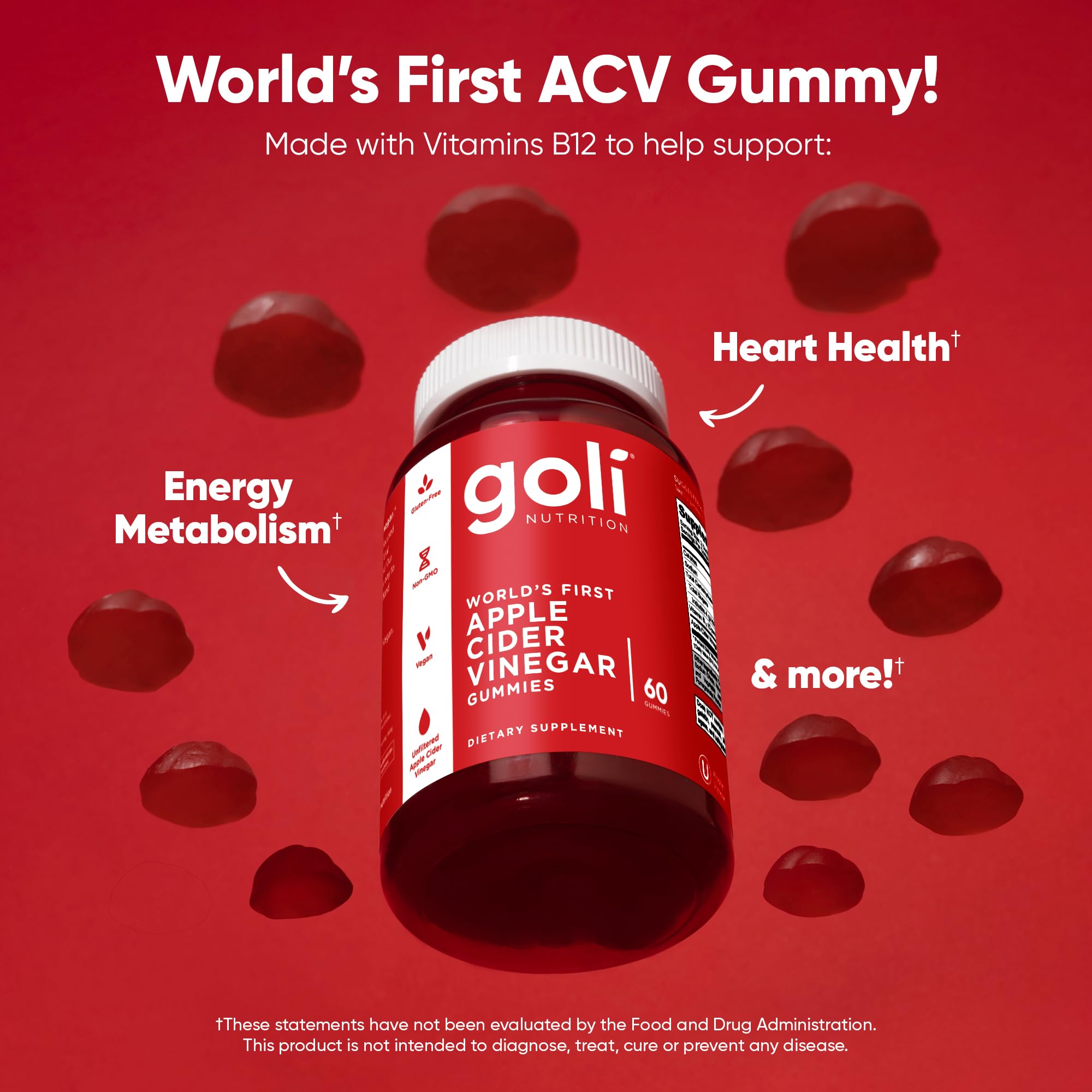 Goli ACV Gummies etiqueta detallada: vitaminas B9 y B12 incluidas