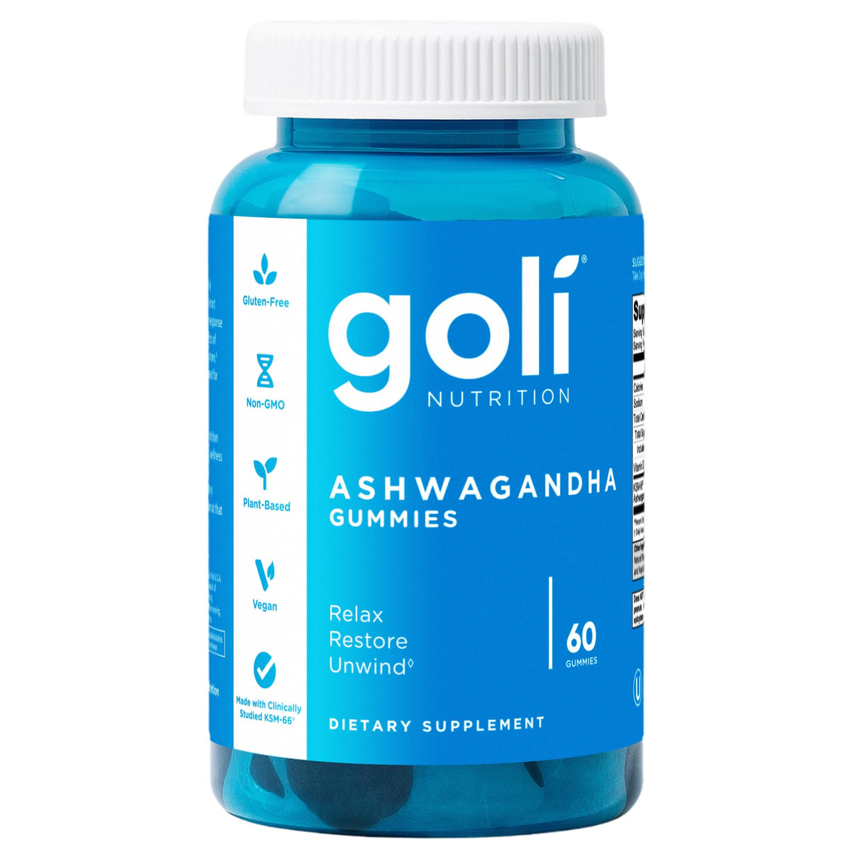 Goli Ashwaganda con gomitas de bayas mixtas en botella, ideal para relajación suave.