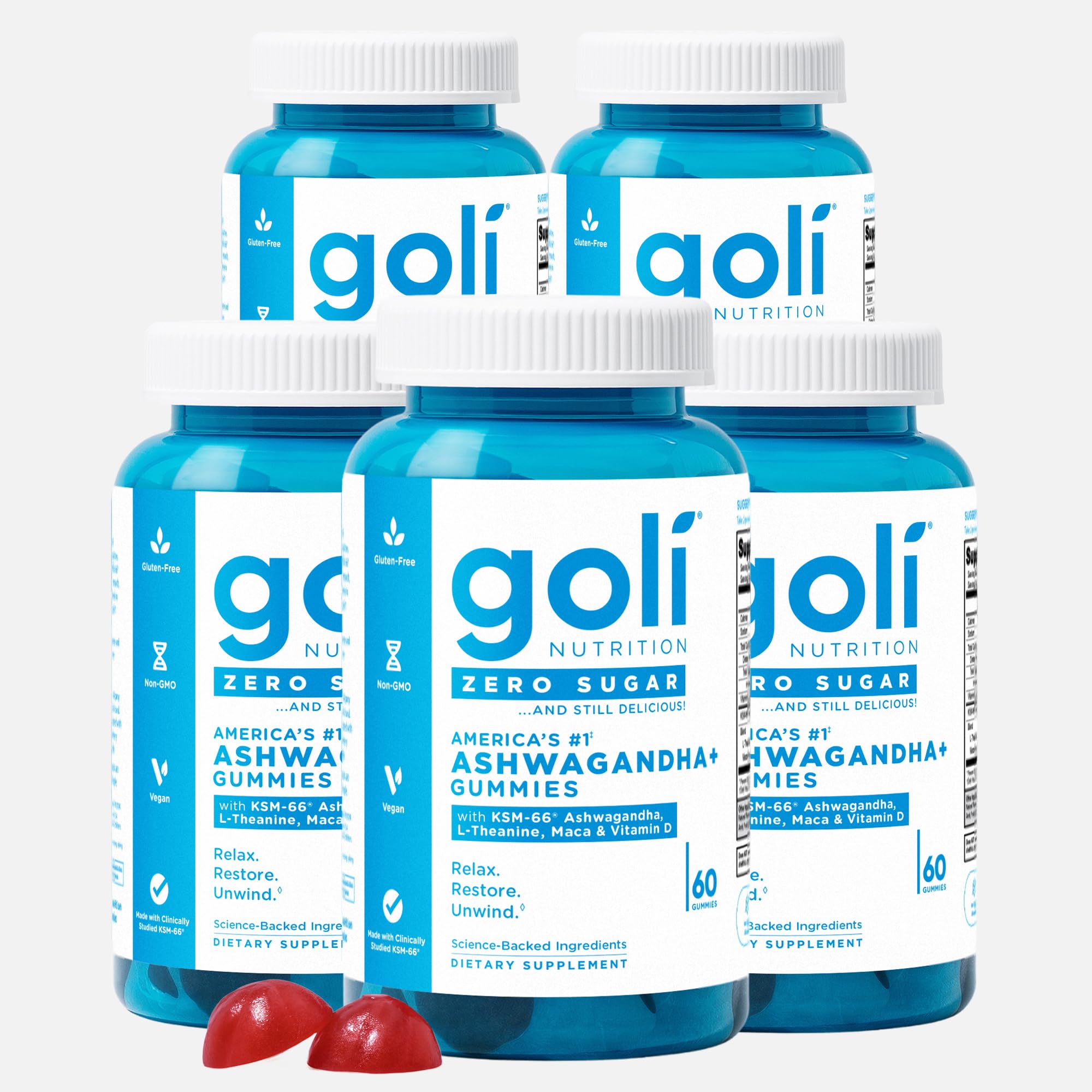 Goli gomitas Ashwagandha y Vitamina D, sabor frutos rojos, apoyo diario al bienestar