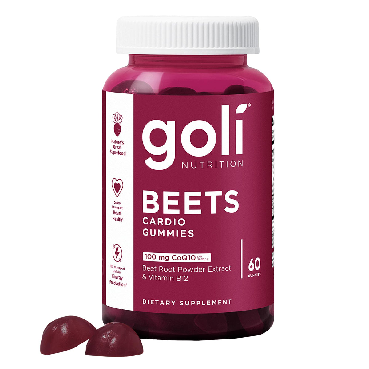 Goli gomitas de remolacha cardio con CoQ10 para energía diaria.