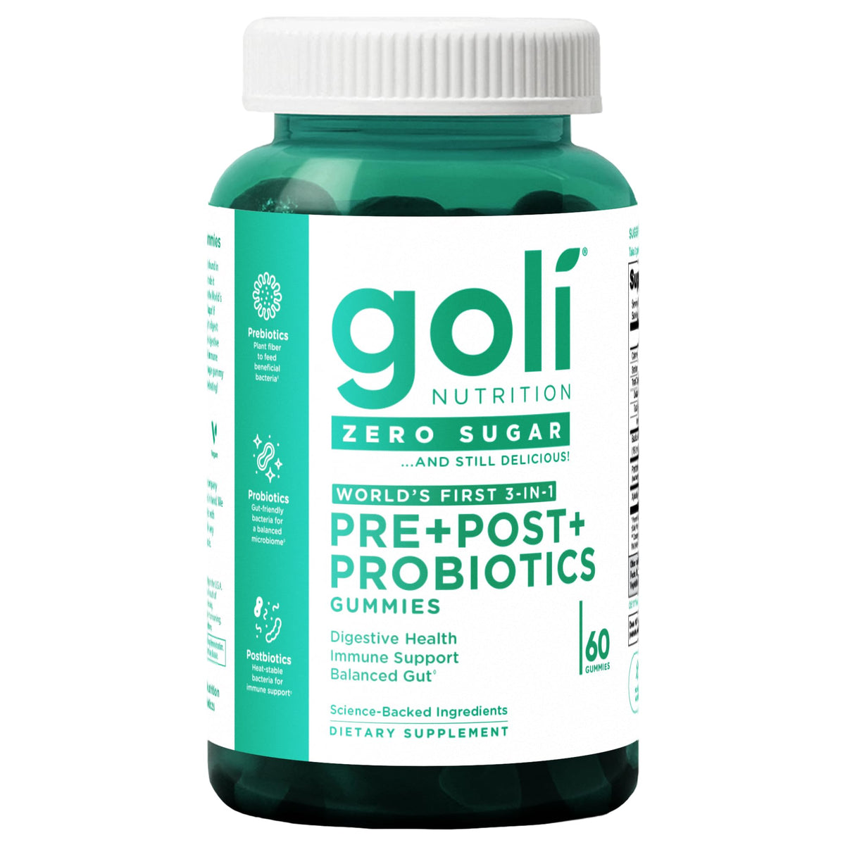 Goli Sin Azúcar gominolas en botella, apoyo digestivo suave.
