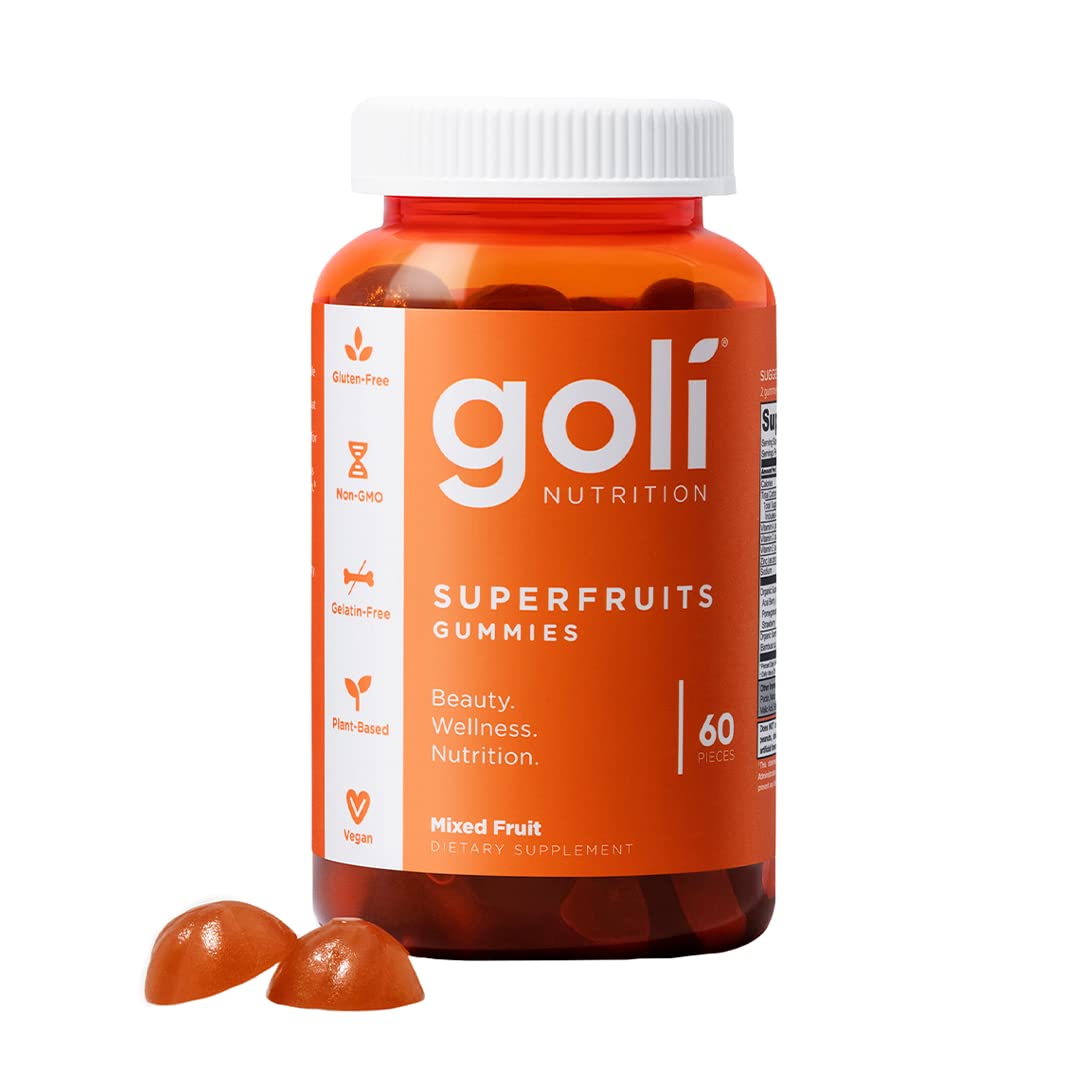 Goli Superfruits Gomitas en frasco frontal, ideal para la piel