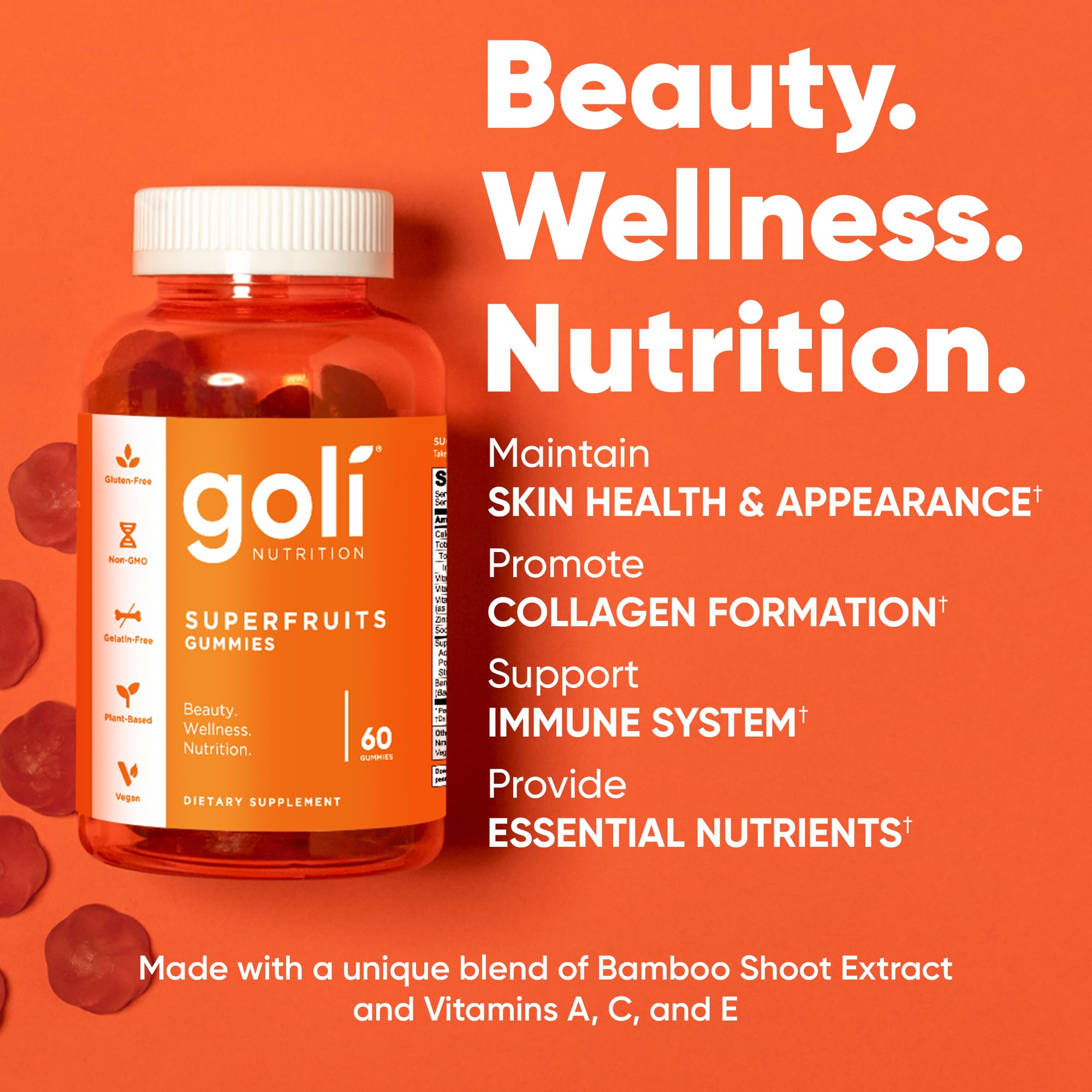 Etiqueta de Goli Superfruits Gomitas con ingredientes clave visibles