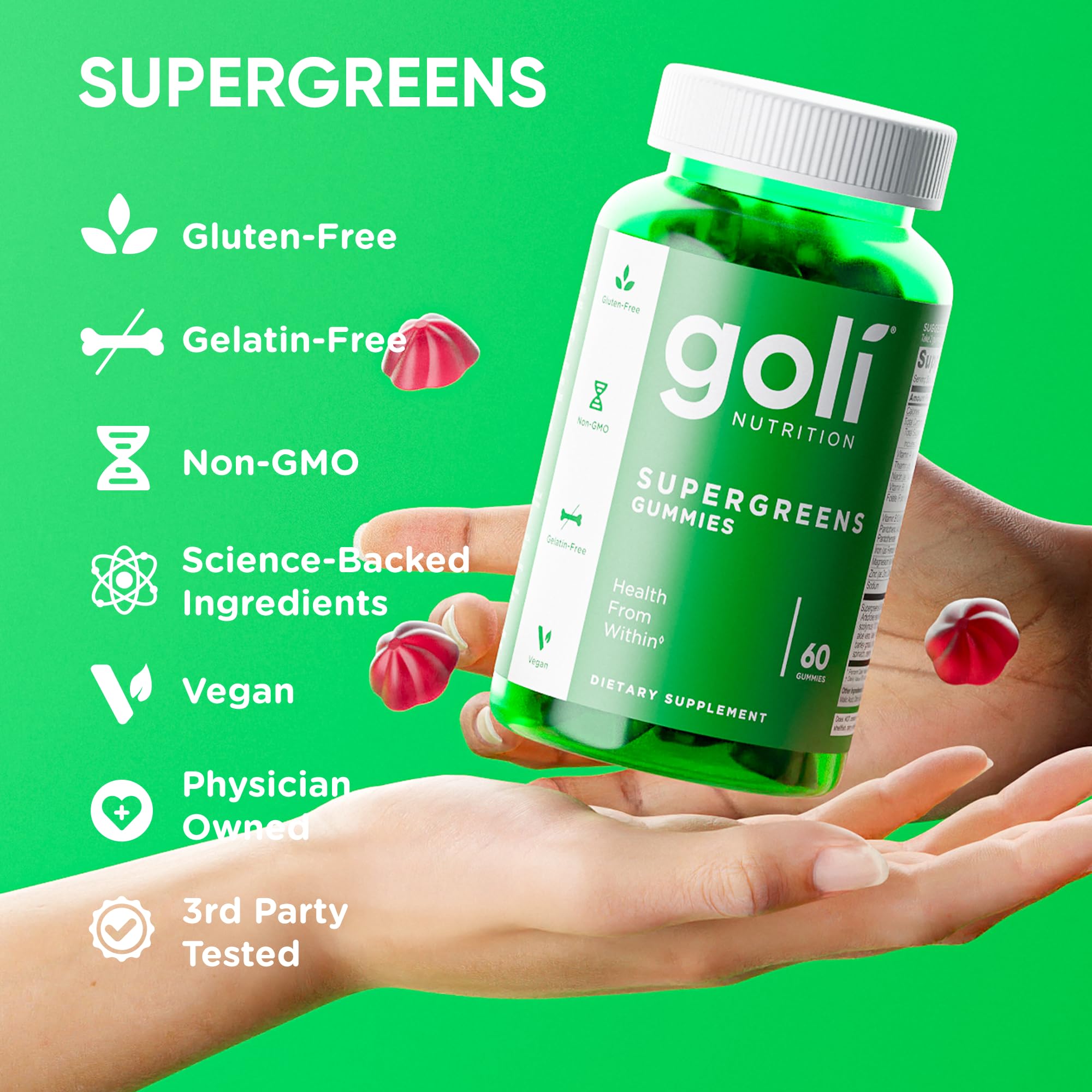 Goli Supergreens con aloe vera para hidratación interna