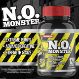 N.O. Monster cápsulas en mano, uso diario para apoyo a la vitalidad de entrenos