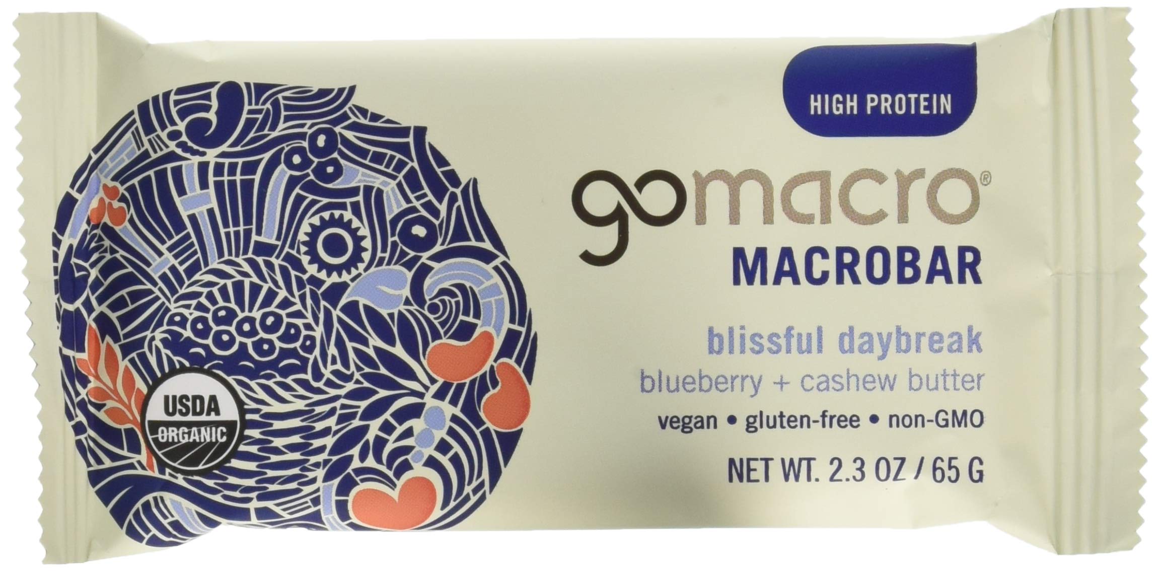 GoMacro barra arándano y anacardo, snack natural para energía diaria.