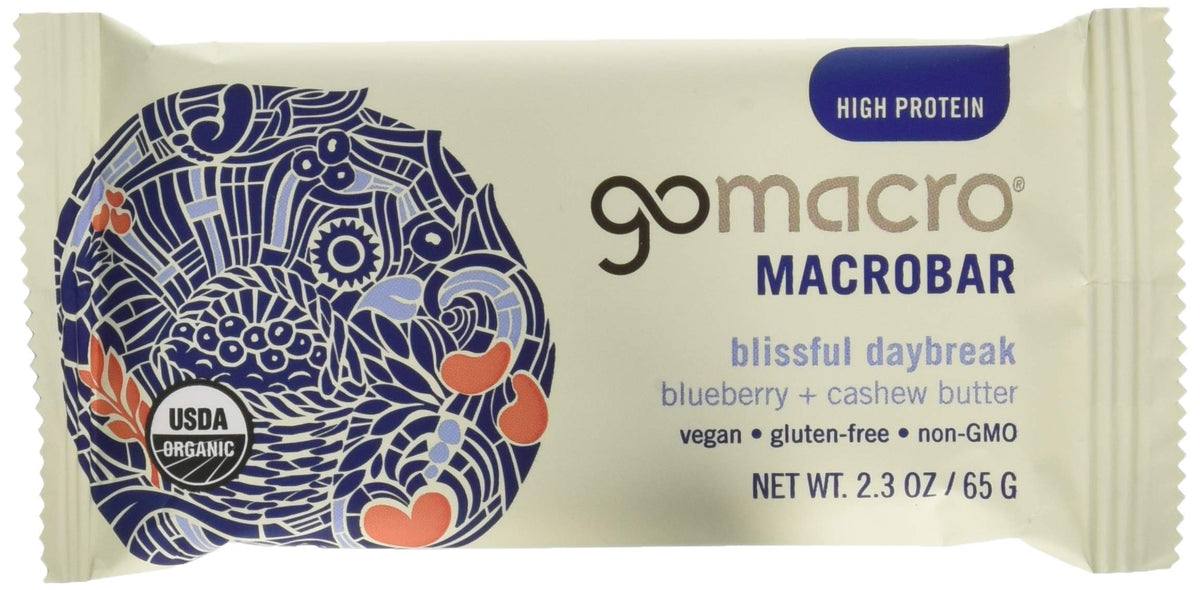 GoMacro barra arándano y anacardo, snack natural para energía diaria.