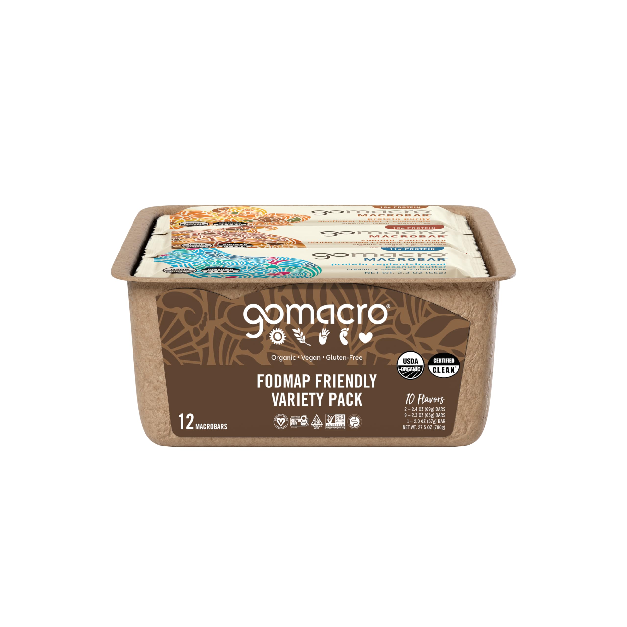 GoMacro MacroBar chocolate amargo con almendras, crujiente ideal para media mañana.