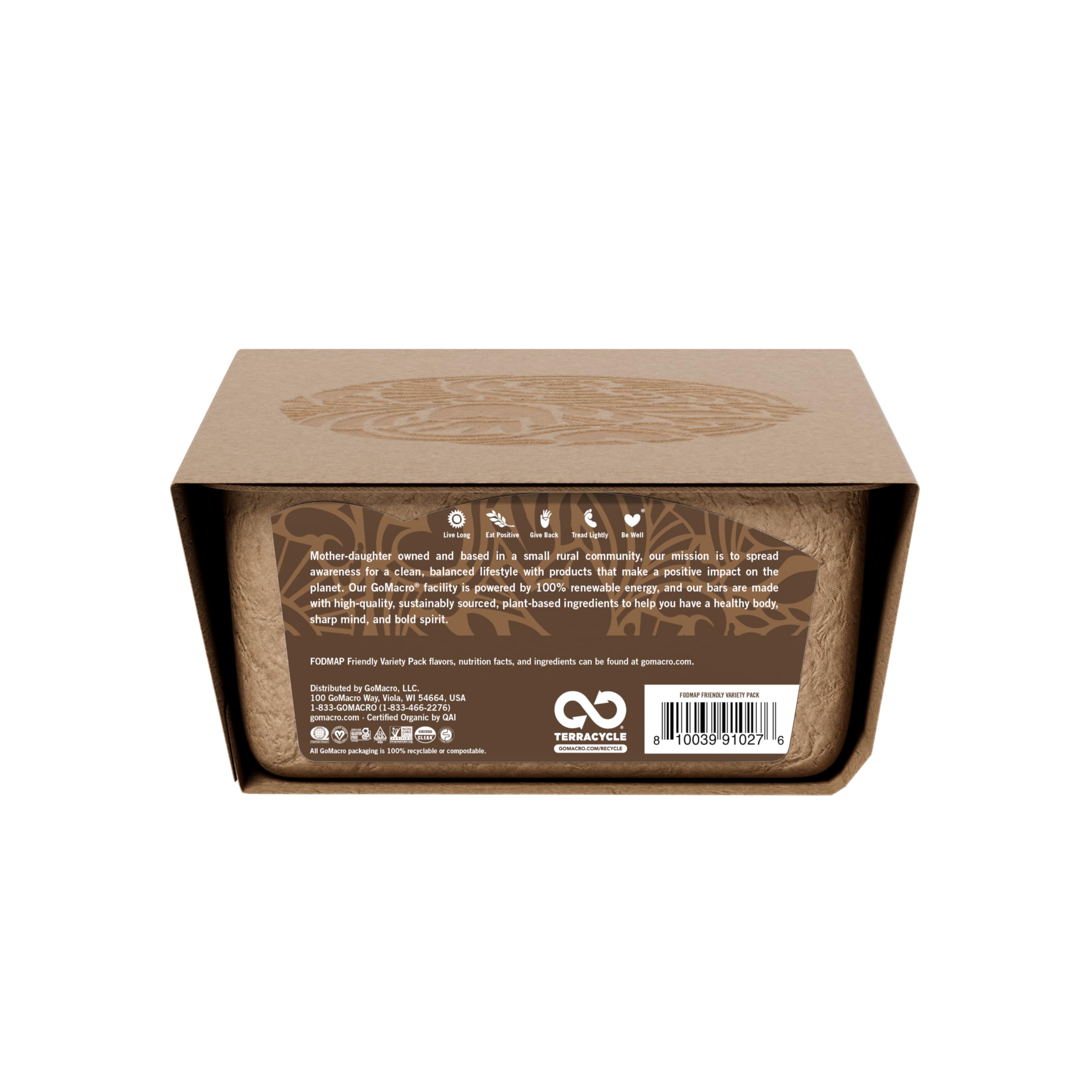 GoMacro MacroBar mocha chispas, sabor intenso para impulso diario.