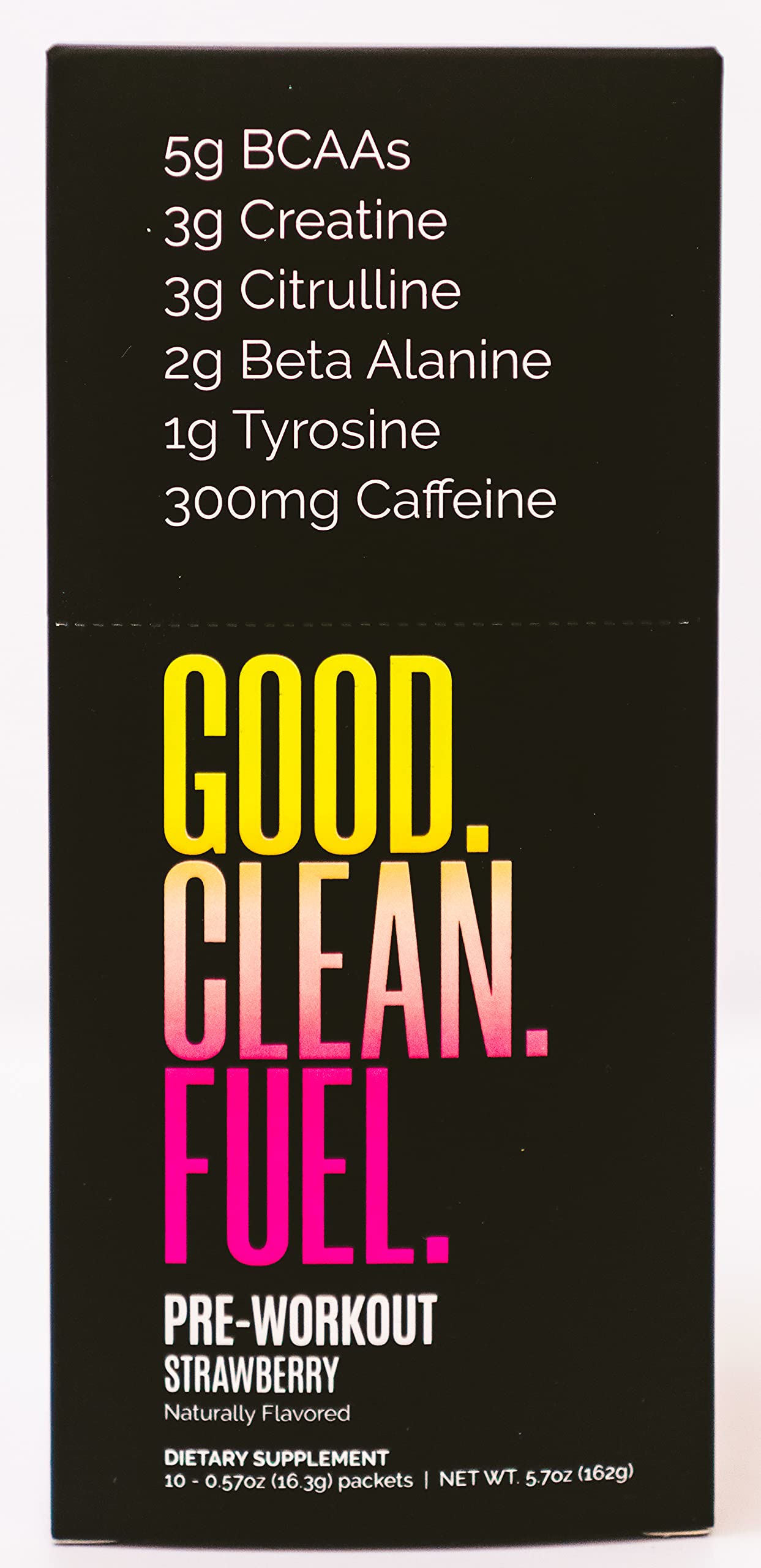 Good Clean Fuel Pre-entrenamiento en empaque, sabor fresa, listo para iniciar tu sesión.