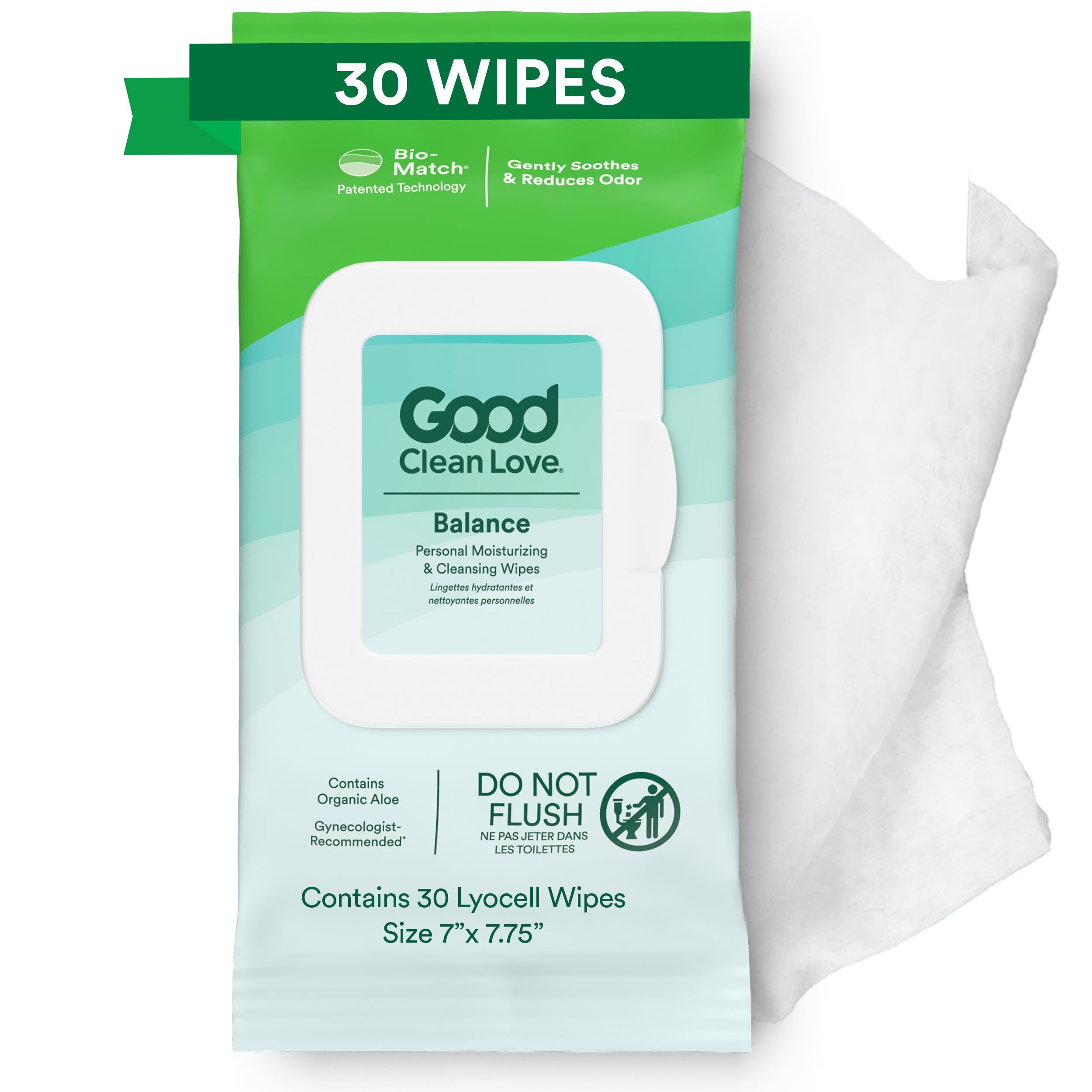 Good Clean Love Balance toallitas íntimas para uso diario con aloe y frescura suave