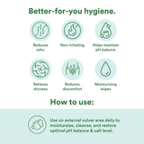 Good Clean Love Balance Wipes uso diario para higiene íntima cómoda y refrescante.