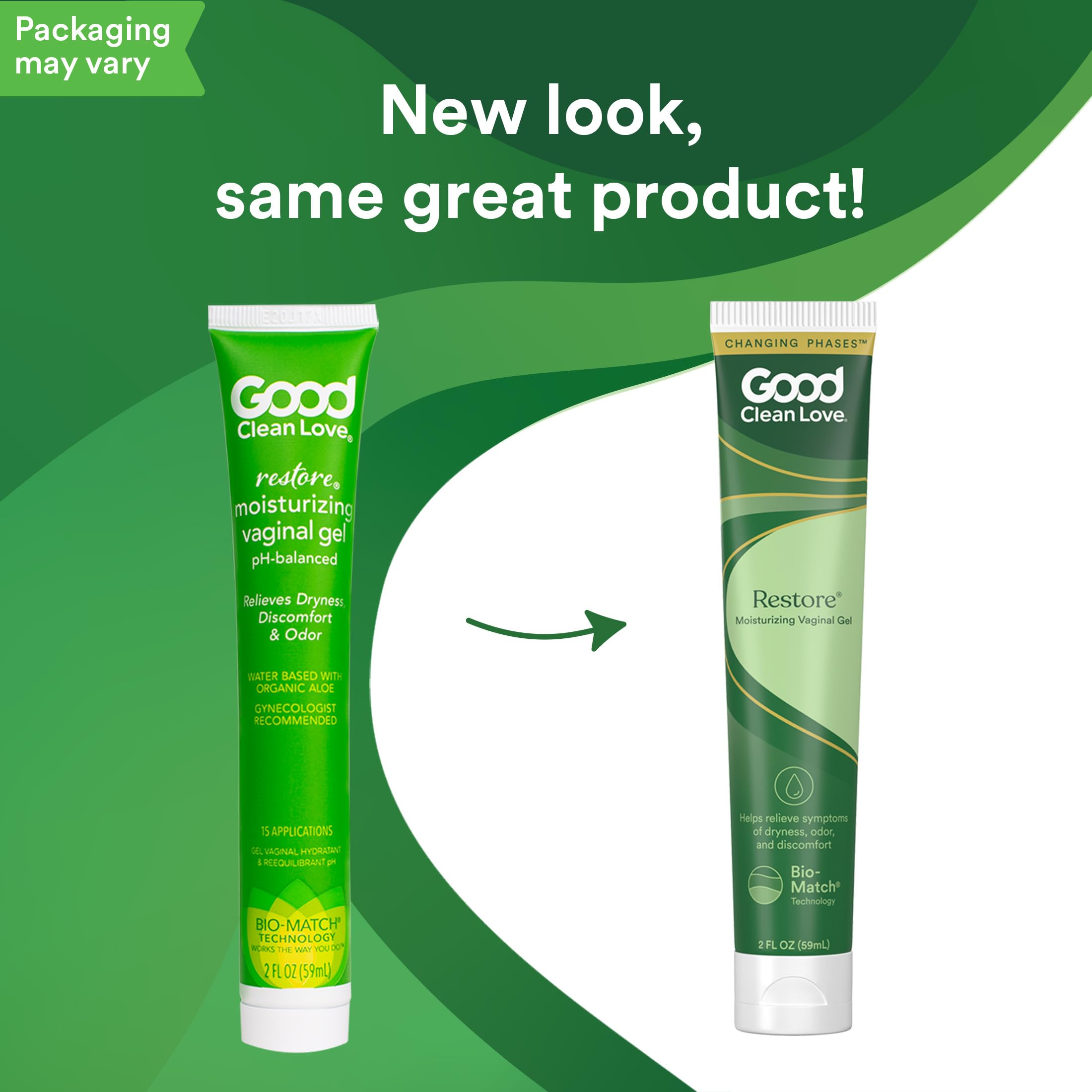 Good Clean Love Restore Gel empaque nuevo para presentación y almacenamiento sencillos