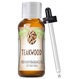 Good Essential Aceite aromático Teakwood en frasco ámbar con gotero para velas y difusores, aroma duradero.