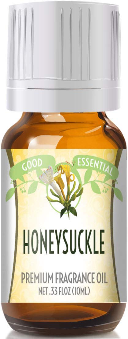 Aceite Good Essential madreselva en frasco ámbar con cuentagotas, ideal para difusor.