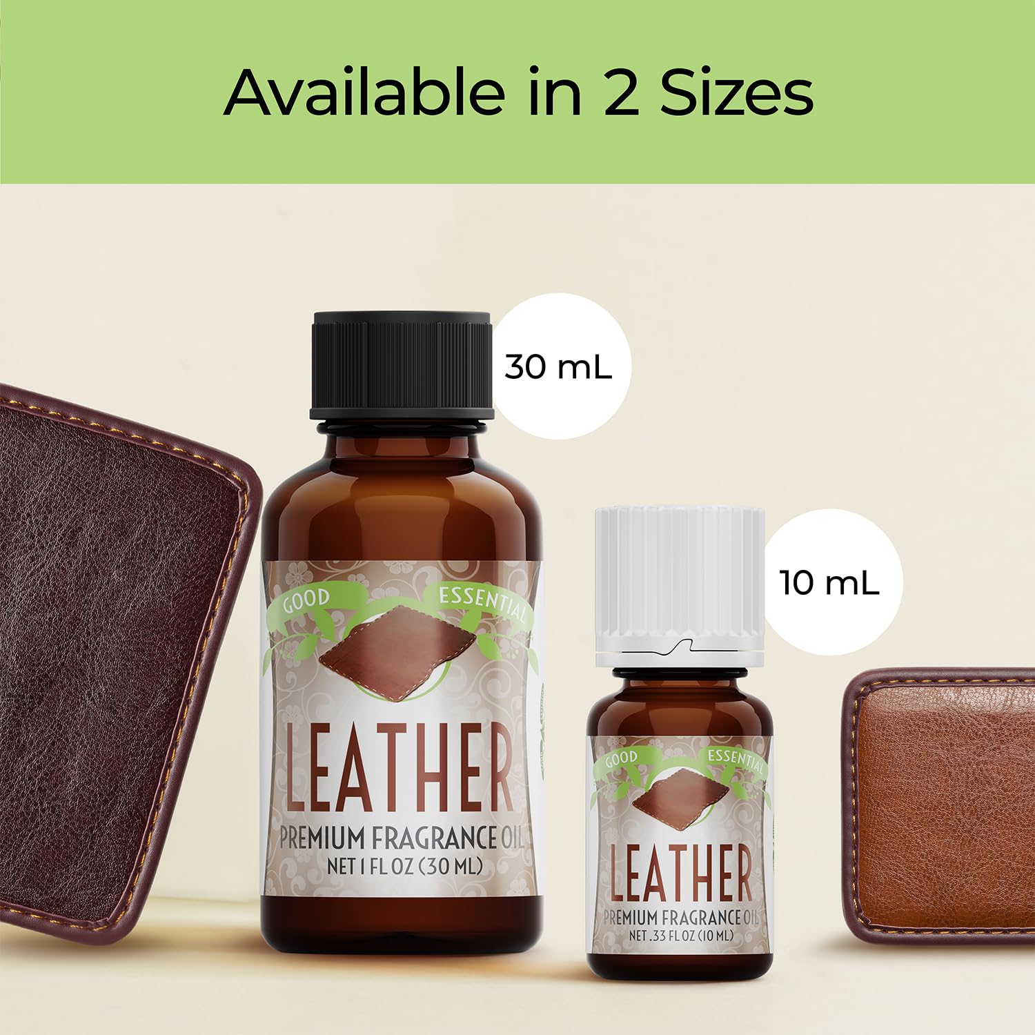 Good Essential Aplicaciones en velas y melts con fragancia cuero.
