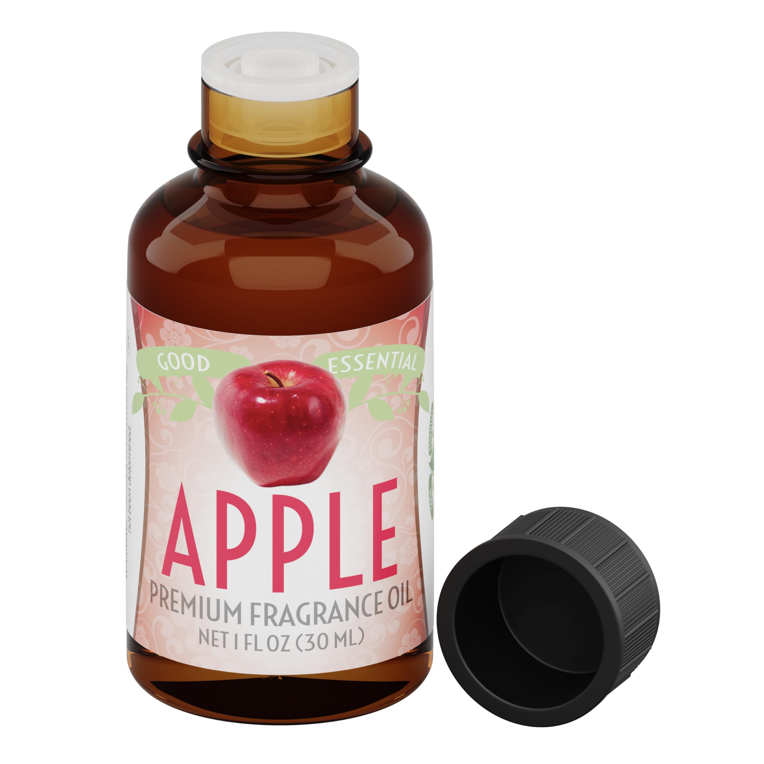 Good Essential fragancia de manzana en botella con gotero para aplicación precisa.