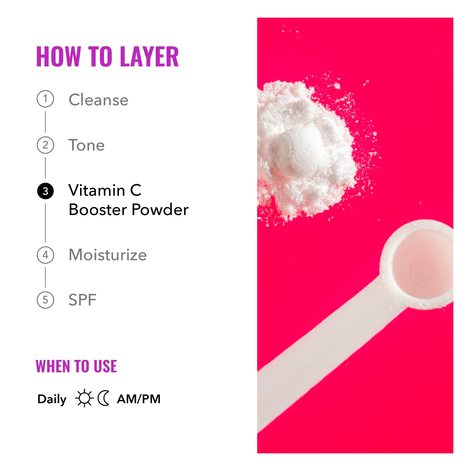 Mezcla Good Molecules Vitamin C Booster Powder con tu suero para potenciar la rutina.
