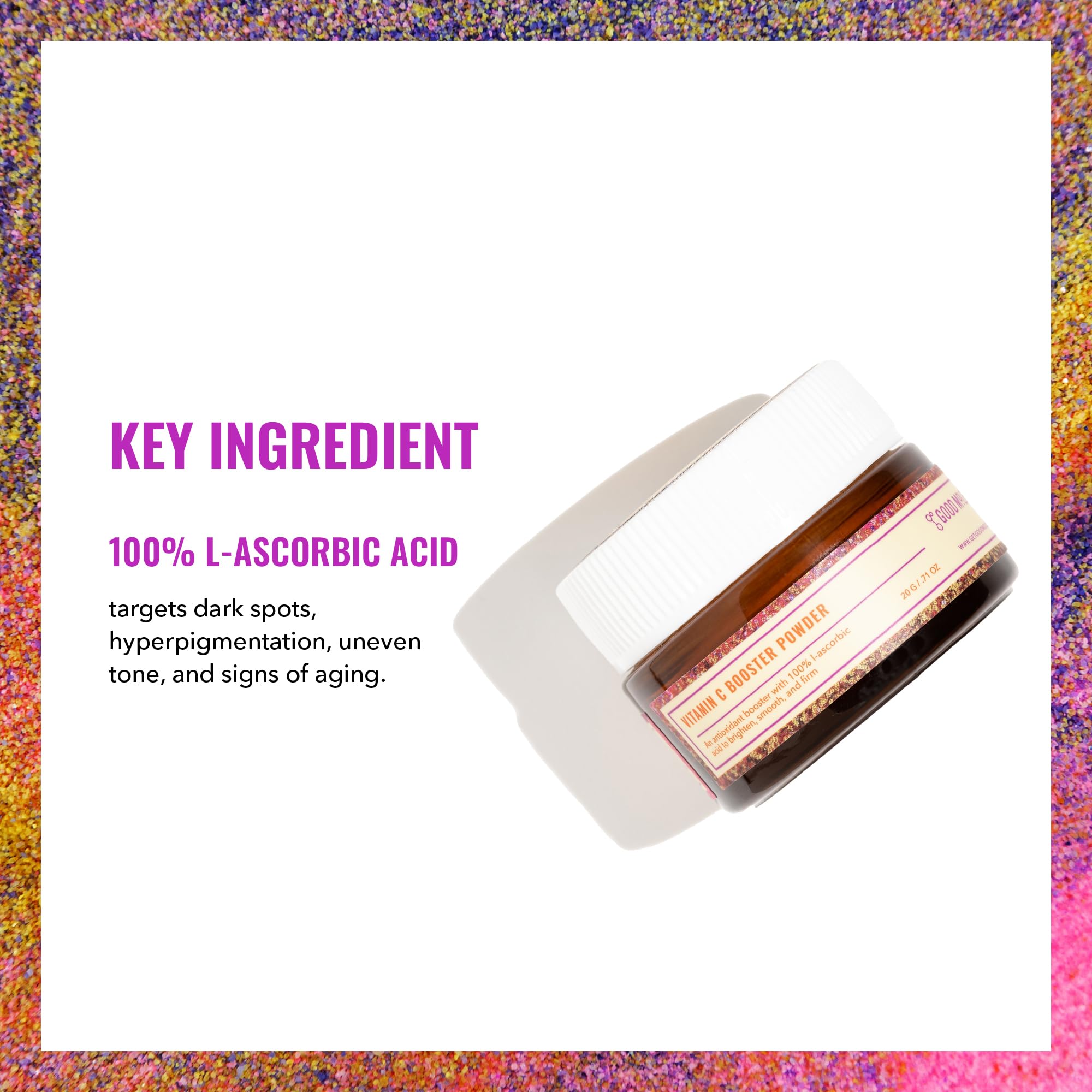 Polvo finamente molido de Good Molecules Vitamin C Booster Powder para rostro.