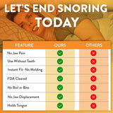Good Morning Snore Solution diseno de una pieza facilita uso sin ajustes.