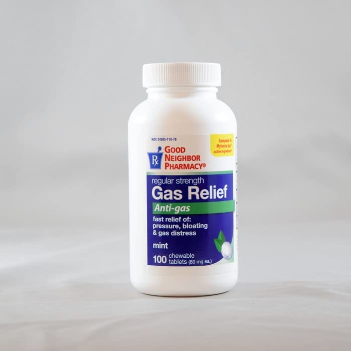 Good Neighbor Pharmacy GNP Gas Relief, tabletas masticables para aliviar gases y malestar digestivo ocasional.