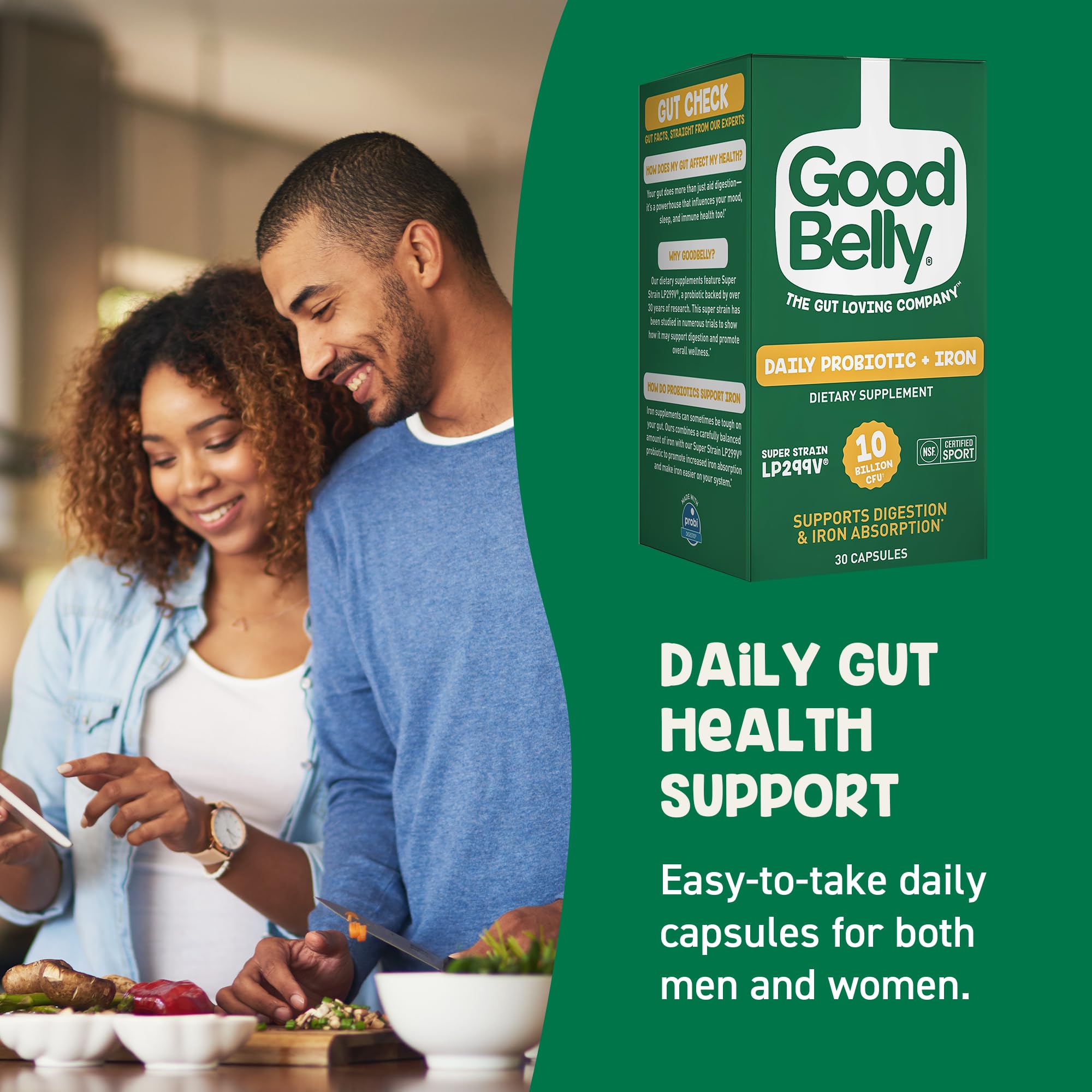 GoodBelly Lactiplantibacillus plantarum LP299v para salud digestiva.