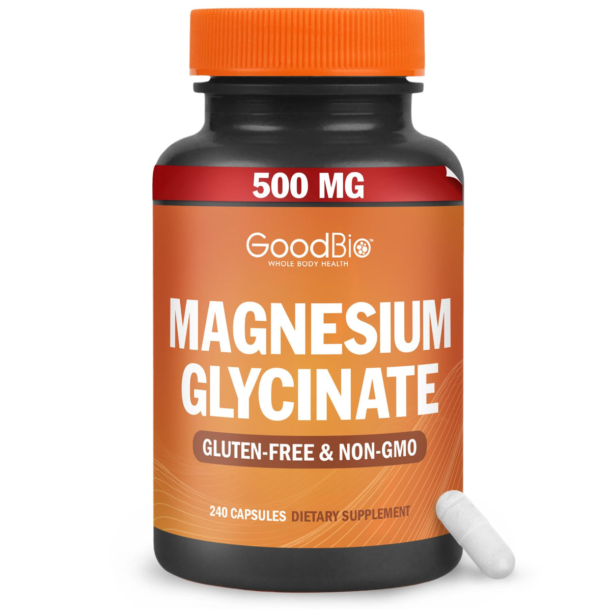 GOODBIO Magnesium Glycinate cápsulas de 500 mg para absorción eficiente y uso diario.
