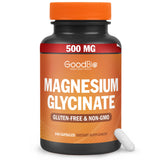 GOODBIO Magnesium Glycinate cápsulas de 500 mg para absorción eficiente y uso diario.
