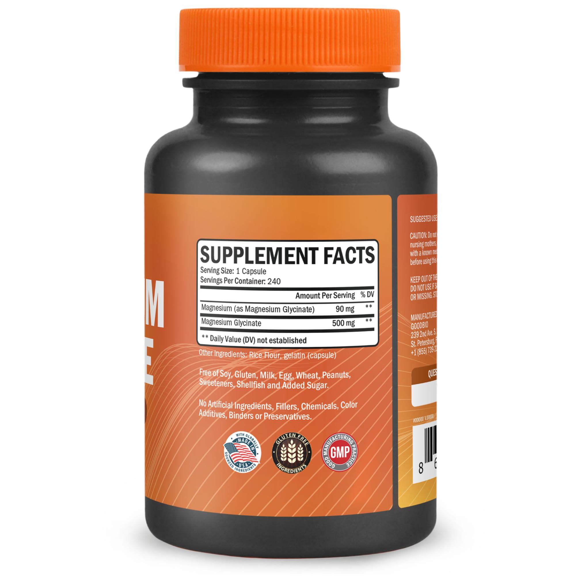 GOODBIO Magnesium Glycinate para sueño y relajación nocturna.