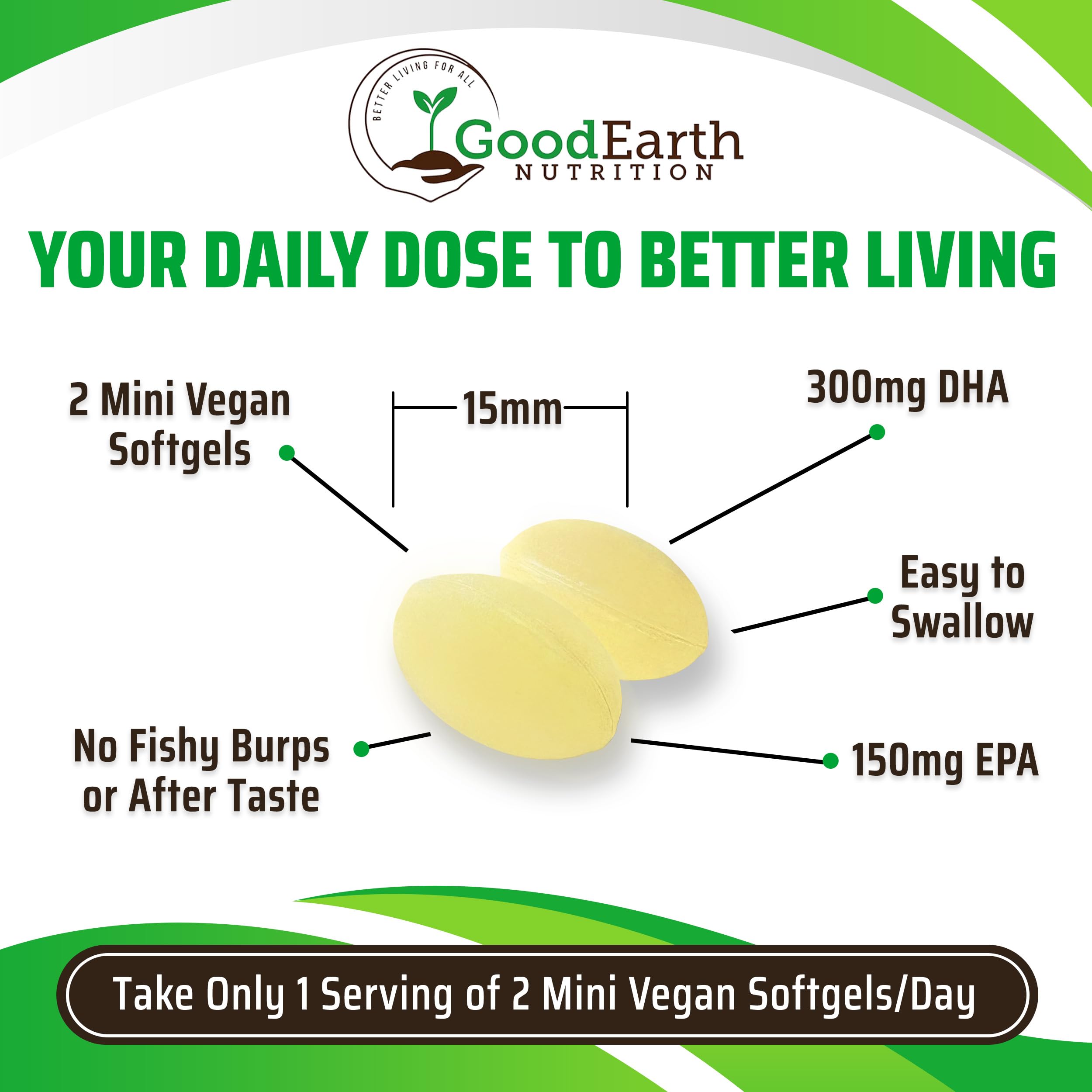 GoodEarth Nutrition Omega-3 de algas, origen sostenible para veganos.